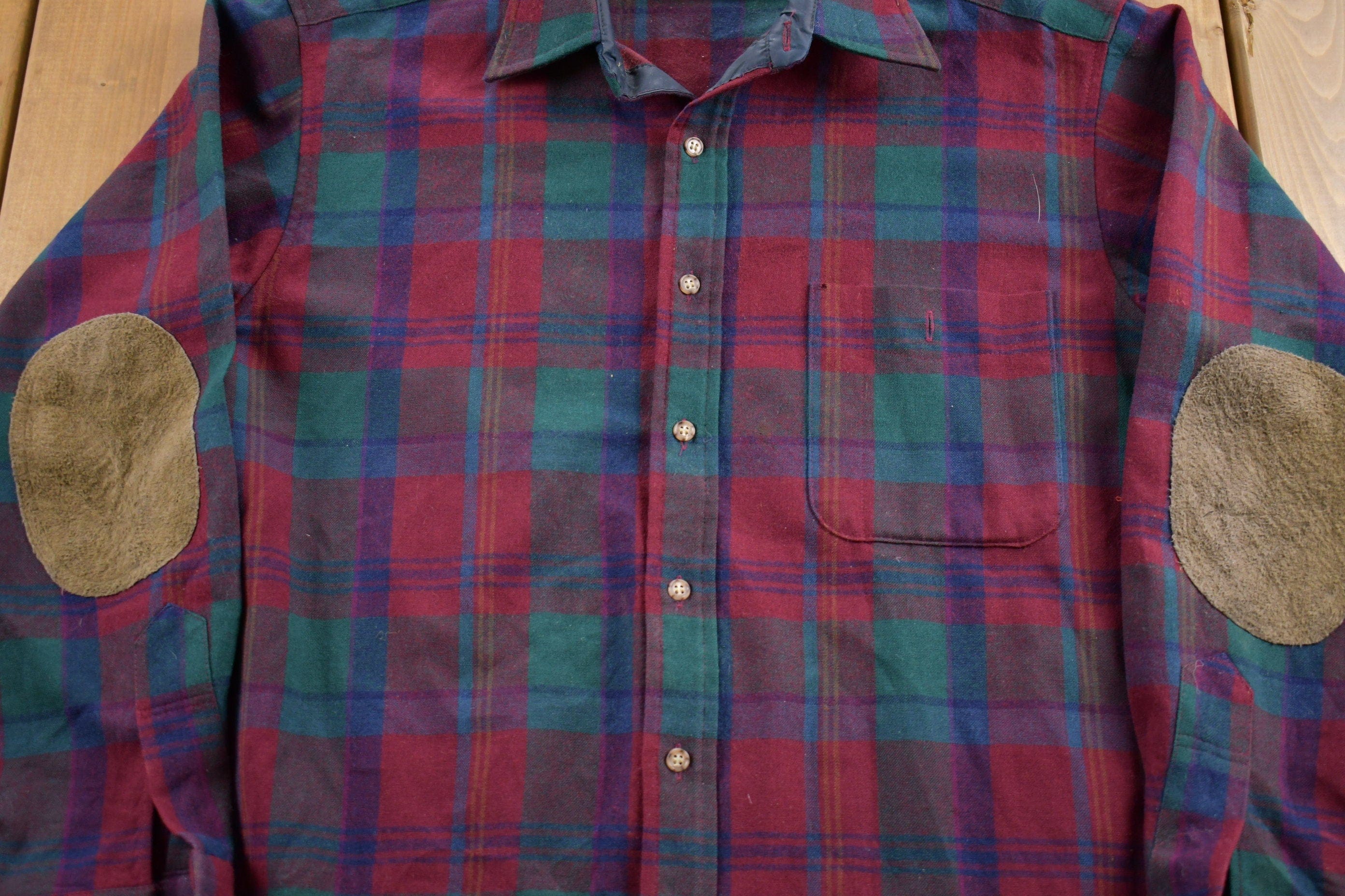 Vintage 1970s Pendleton Plaid Button Up Shirt Vintage Flannel Men's Medium - Image 3