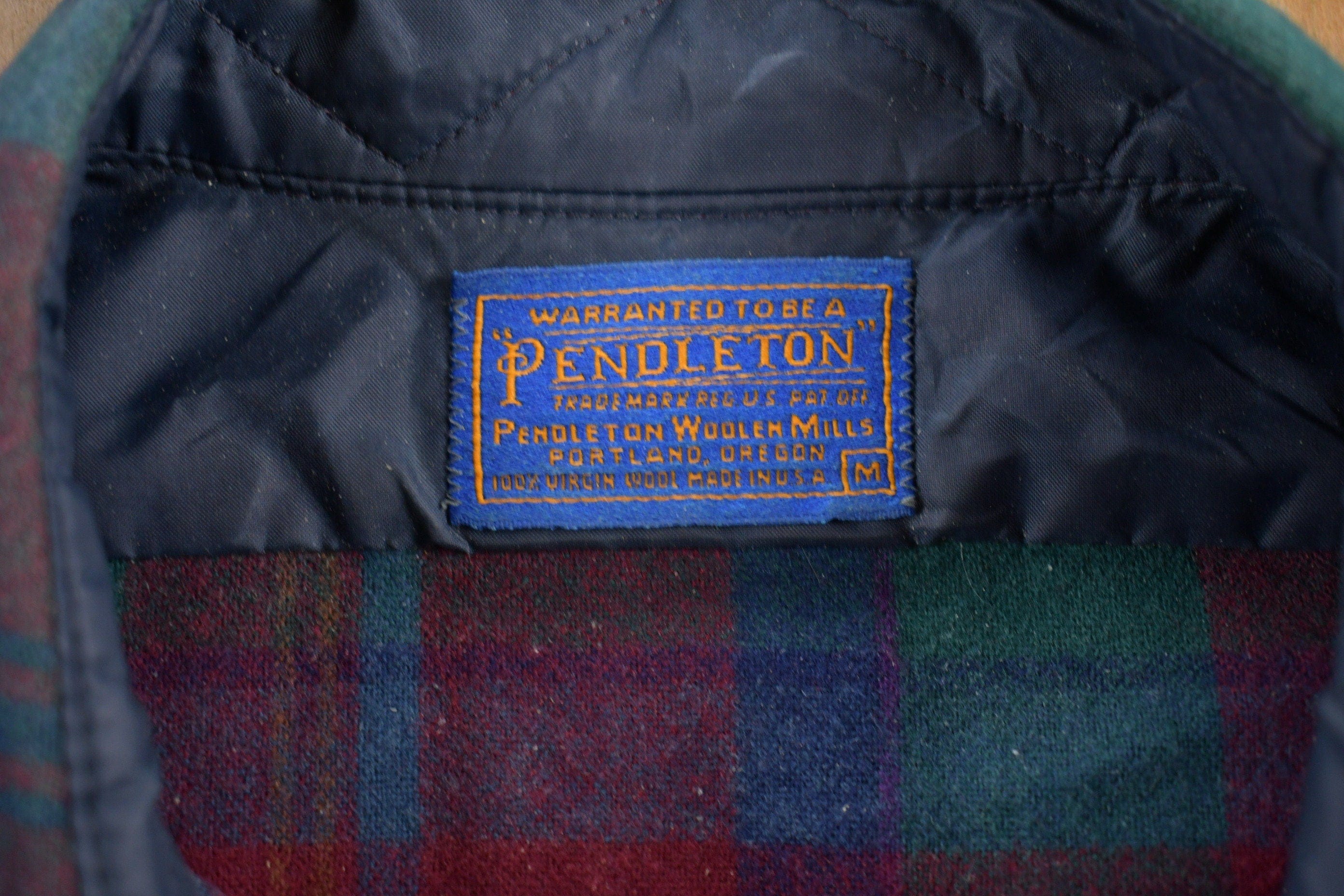 Vintage 1970s Pendleton Plaid Button Up Shirt Vintage Flannel Men's Medium - Image 4