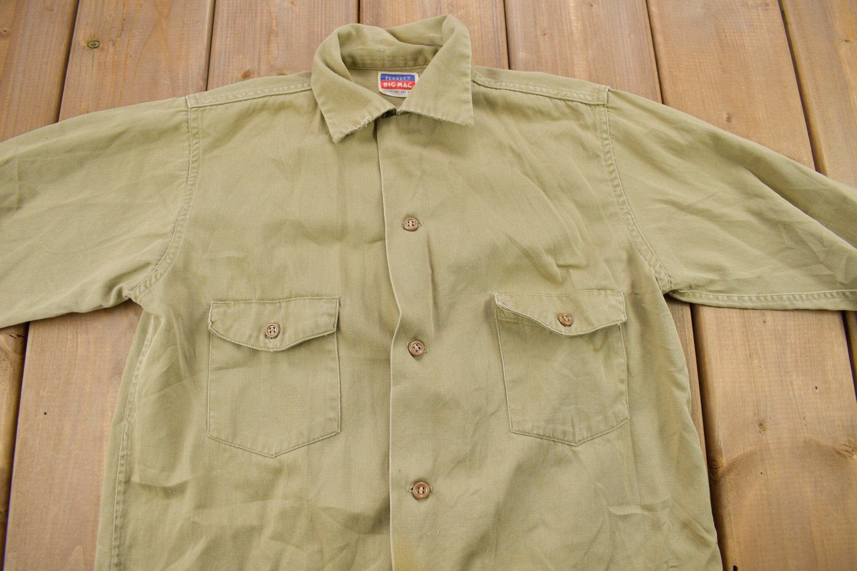 Vintage 1970s Penney's Big Mac Blank Button Up Shirt Men's S - Image 4