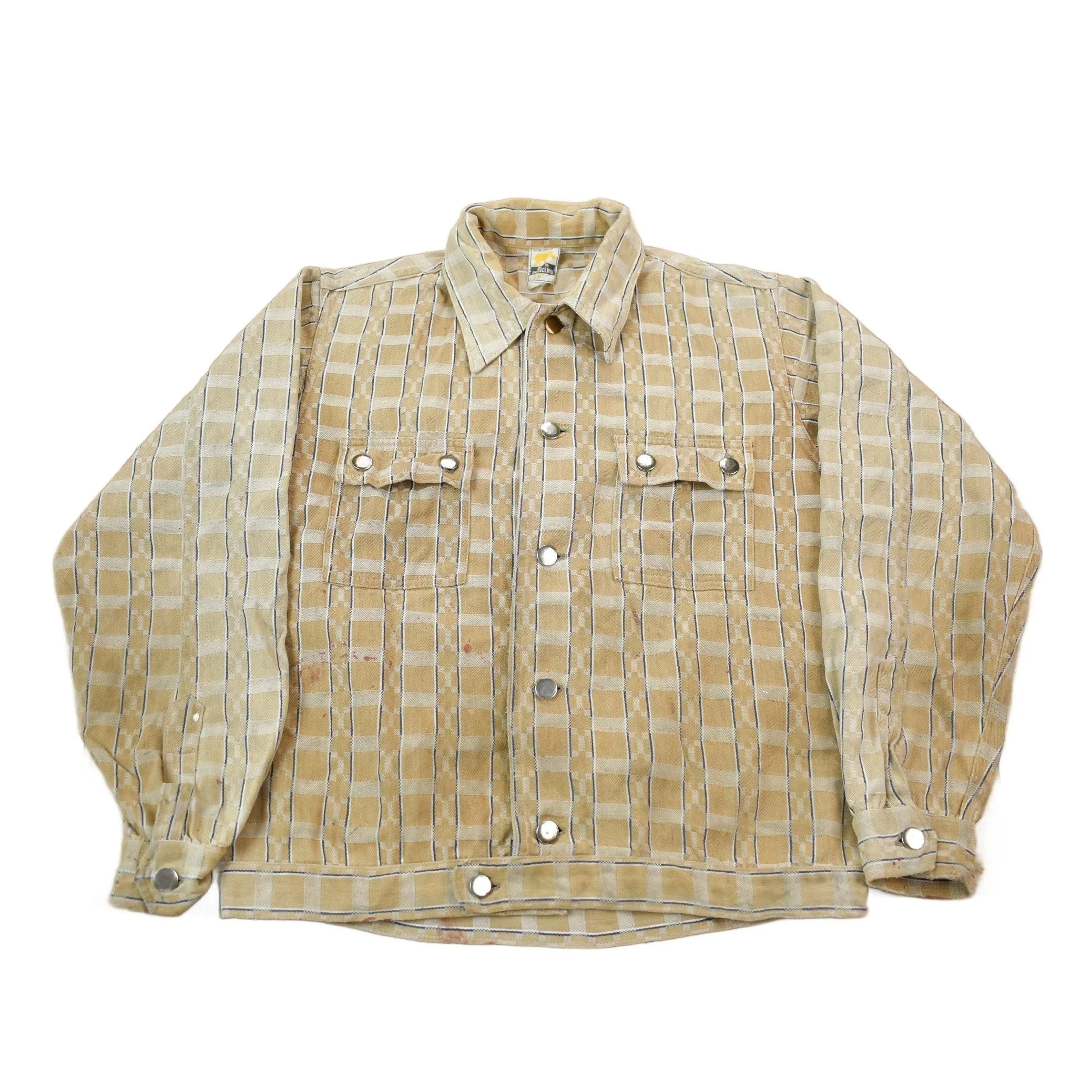 Vintage 1970s Rhinoceros Plaid Button Down Light Jacket Men's S