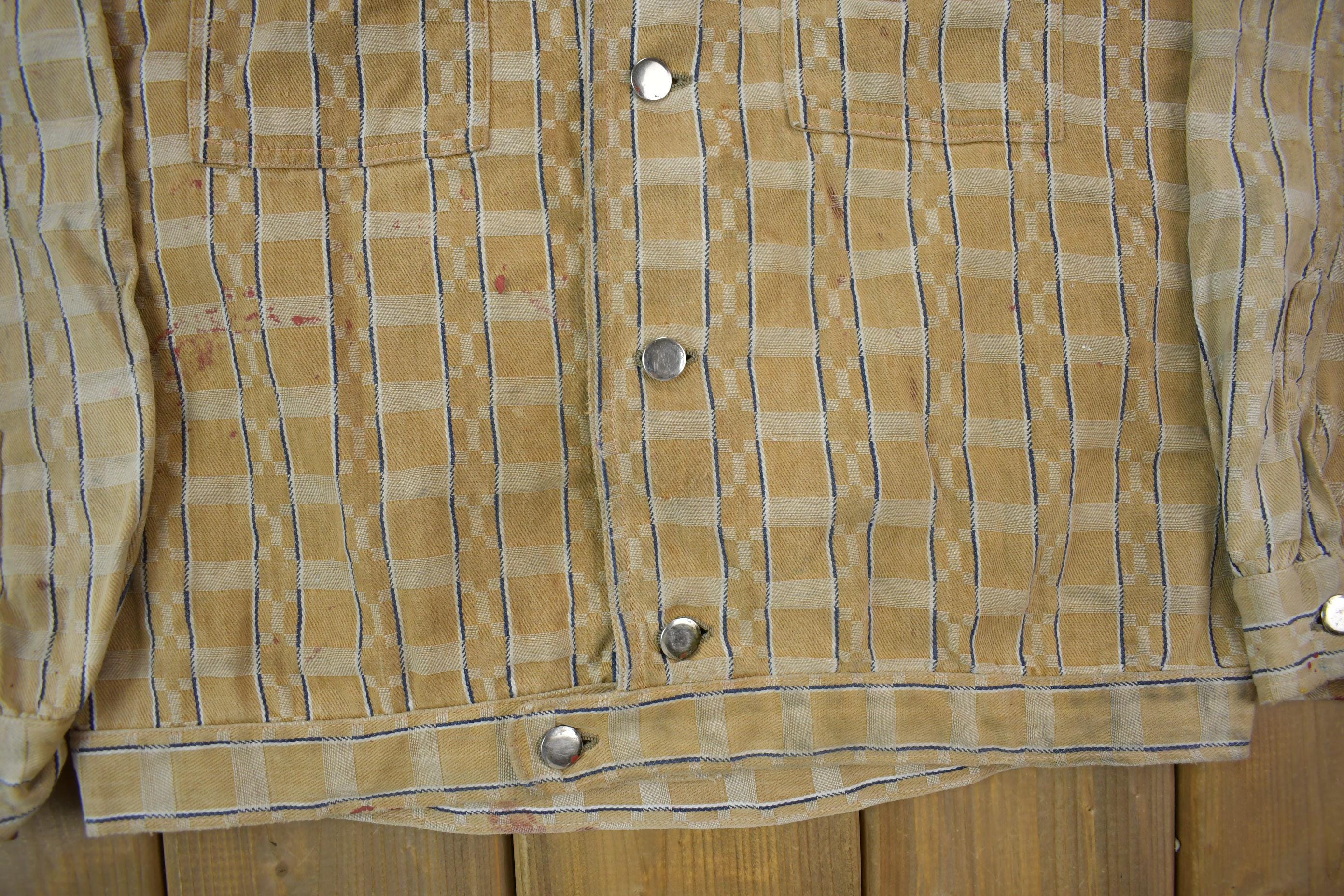Vintage 1970s Rhinoceros Plaid Button Down Light Jacket Men's S - Image 4