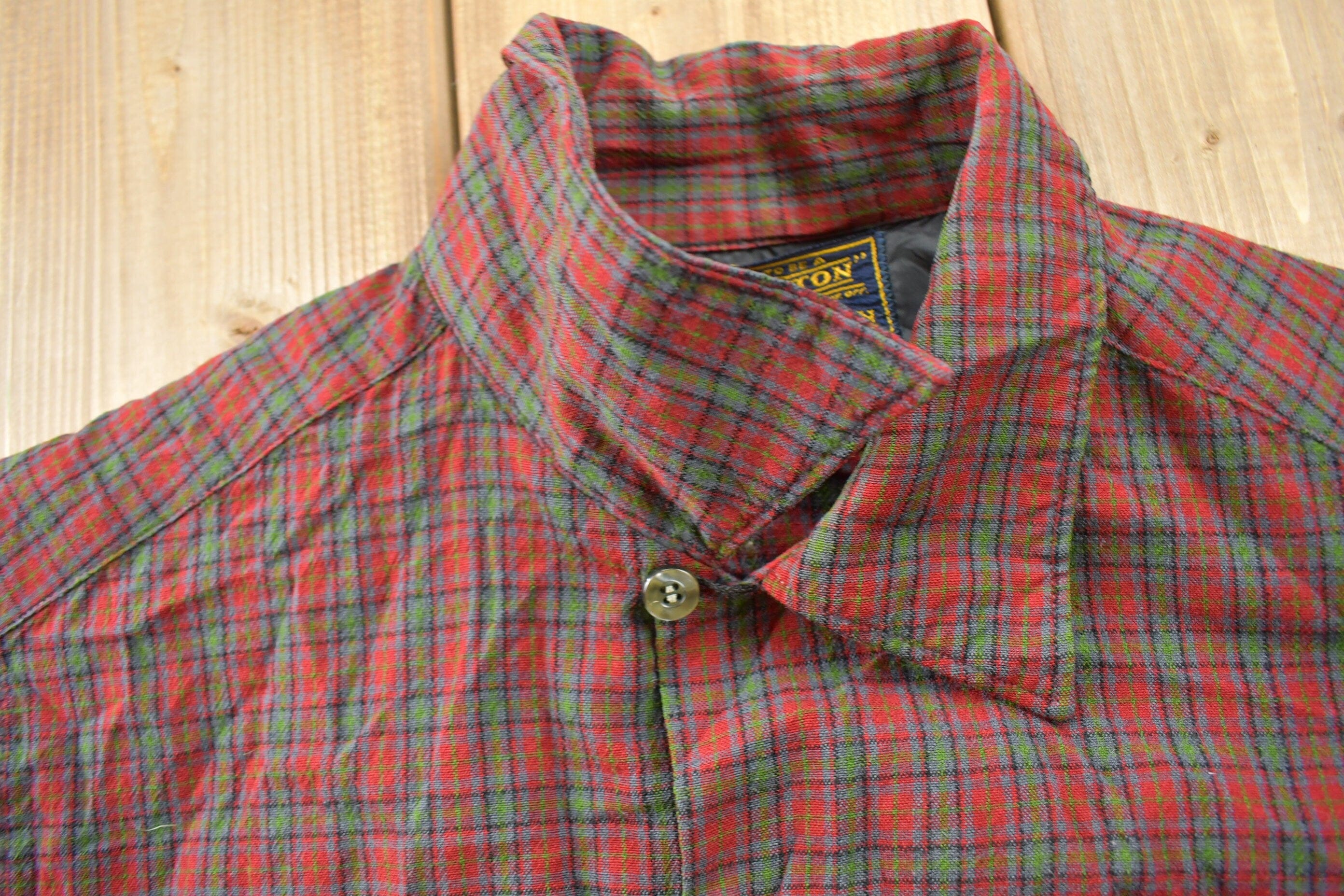 Vintage 1970s Sir Pendleton Plaid Button Up Board Shirt Men's Medium - Image 4