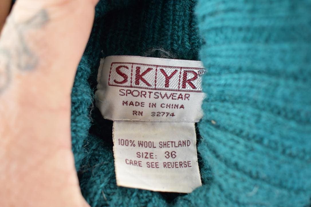 Vintage 1970's SKYR Shetland Wool Knit Turtleneck Sweater Women's M - Image 4
