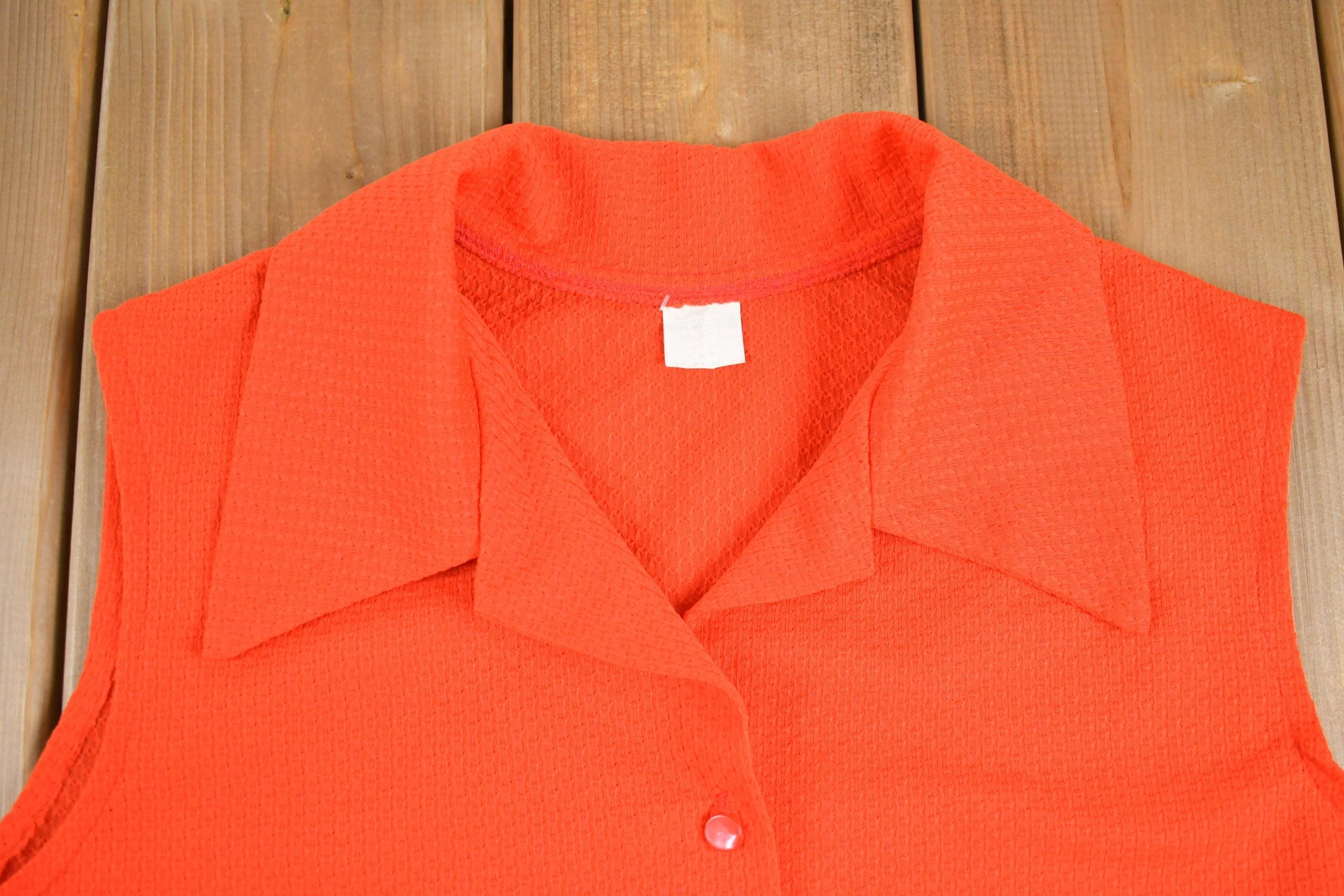 Vintage 1970s Sleeveless Button Up Shirt Men's Small - Image 3