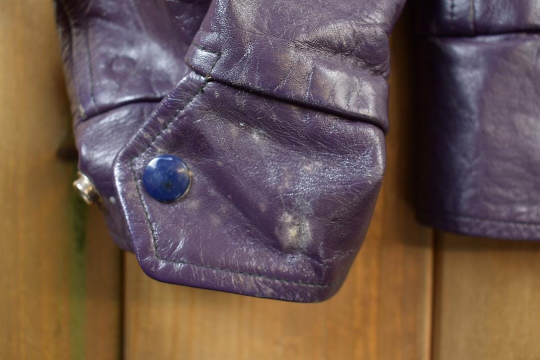Vintage 1970s Western University Leather Varsity Jacket Men's Medium - Image 6