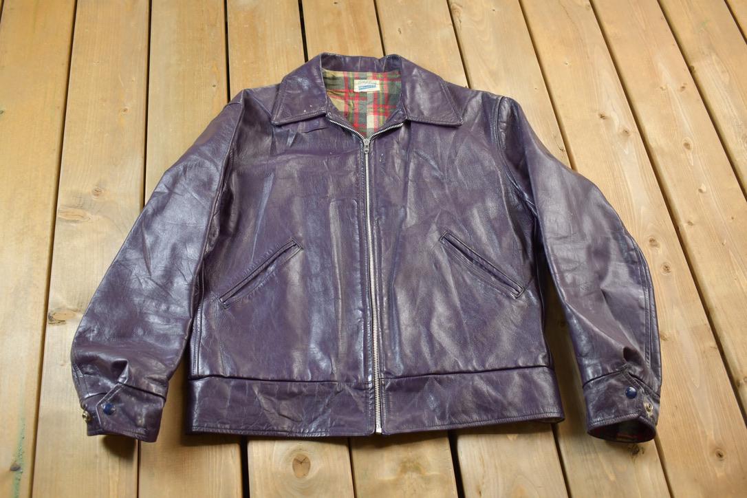 Vintage 1970s Western University Leather Varsity Jacket Men's Medium - Image 8