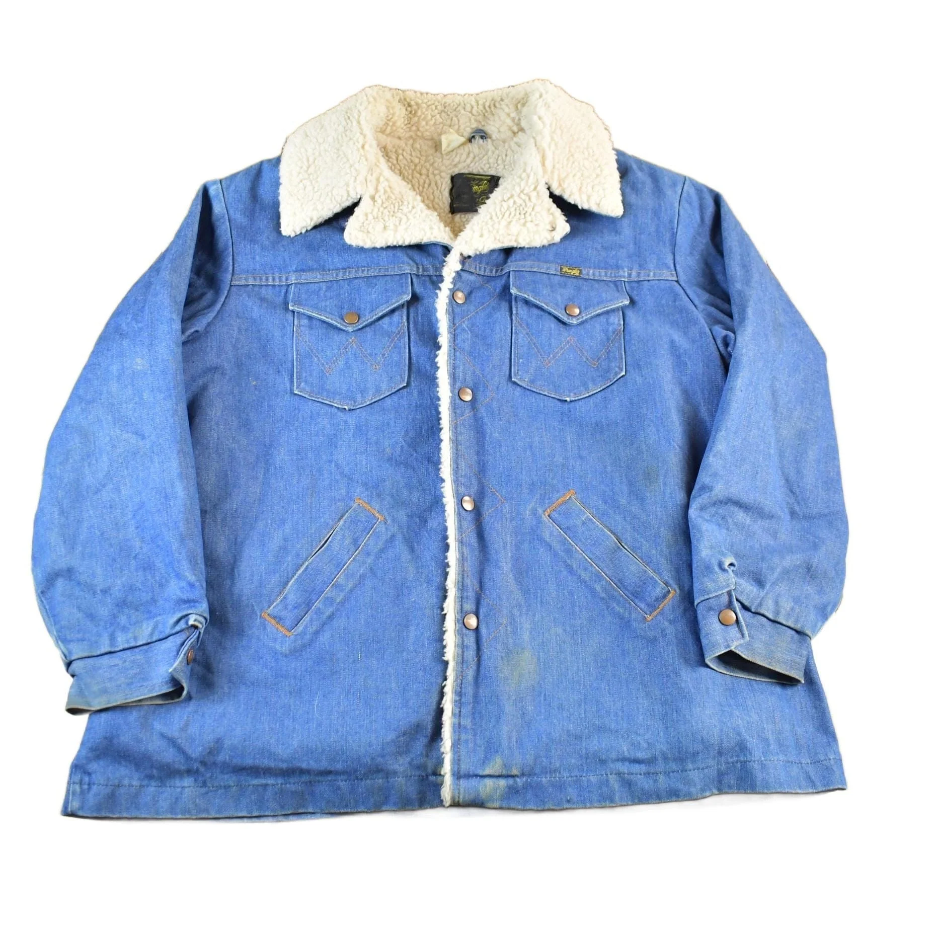 Vintage 1970s Wrangler Sherpa Lined Denim Jean Jacket Men's 2XL