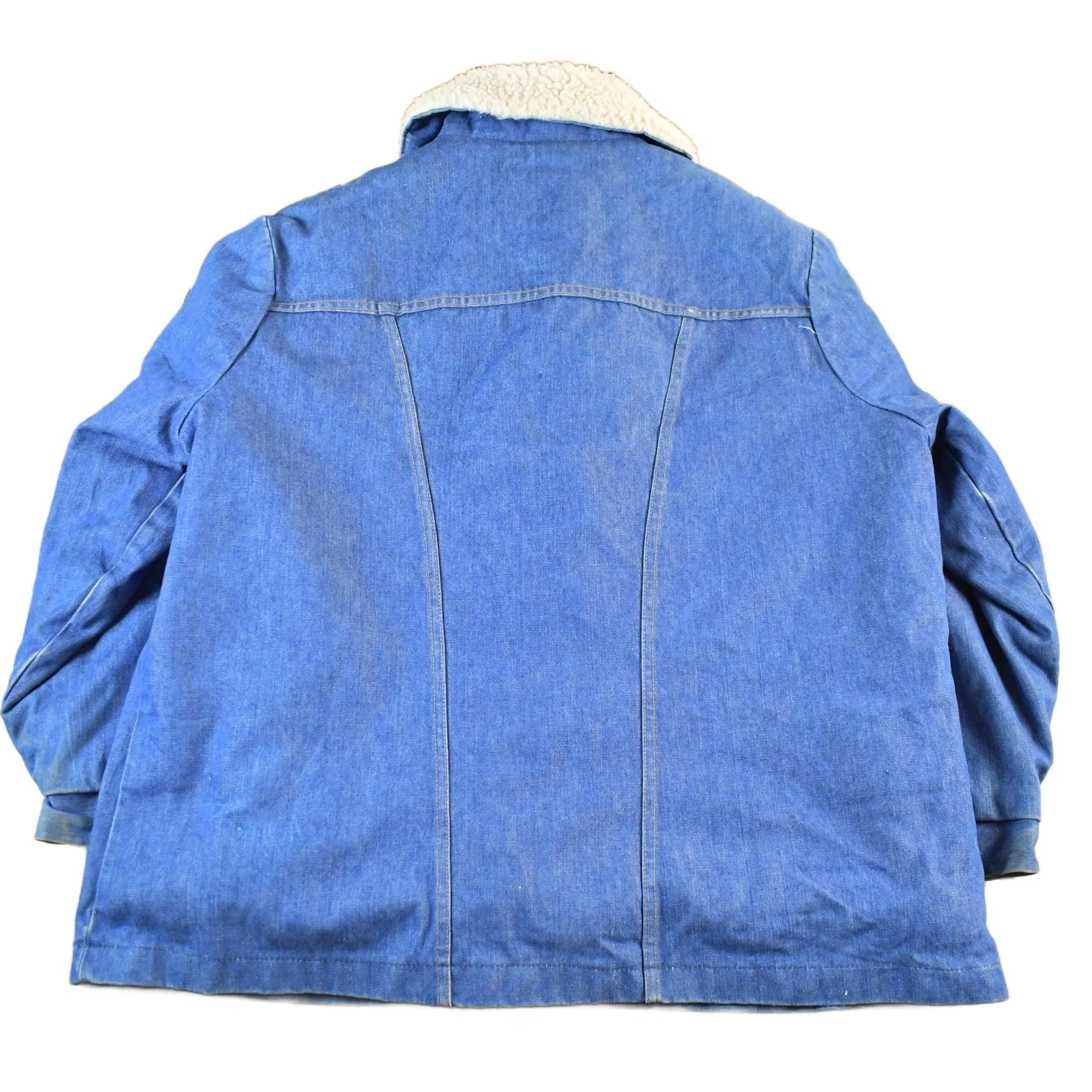 Vintage 1970s Wrangler Sherpa Lined Denim Jean Jacket Men's 2XL - Image 2