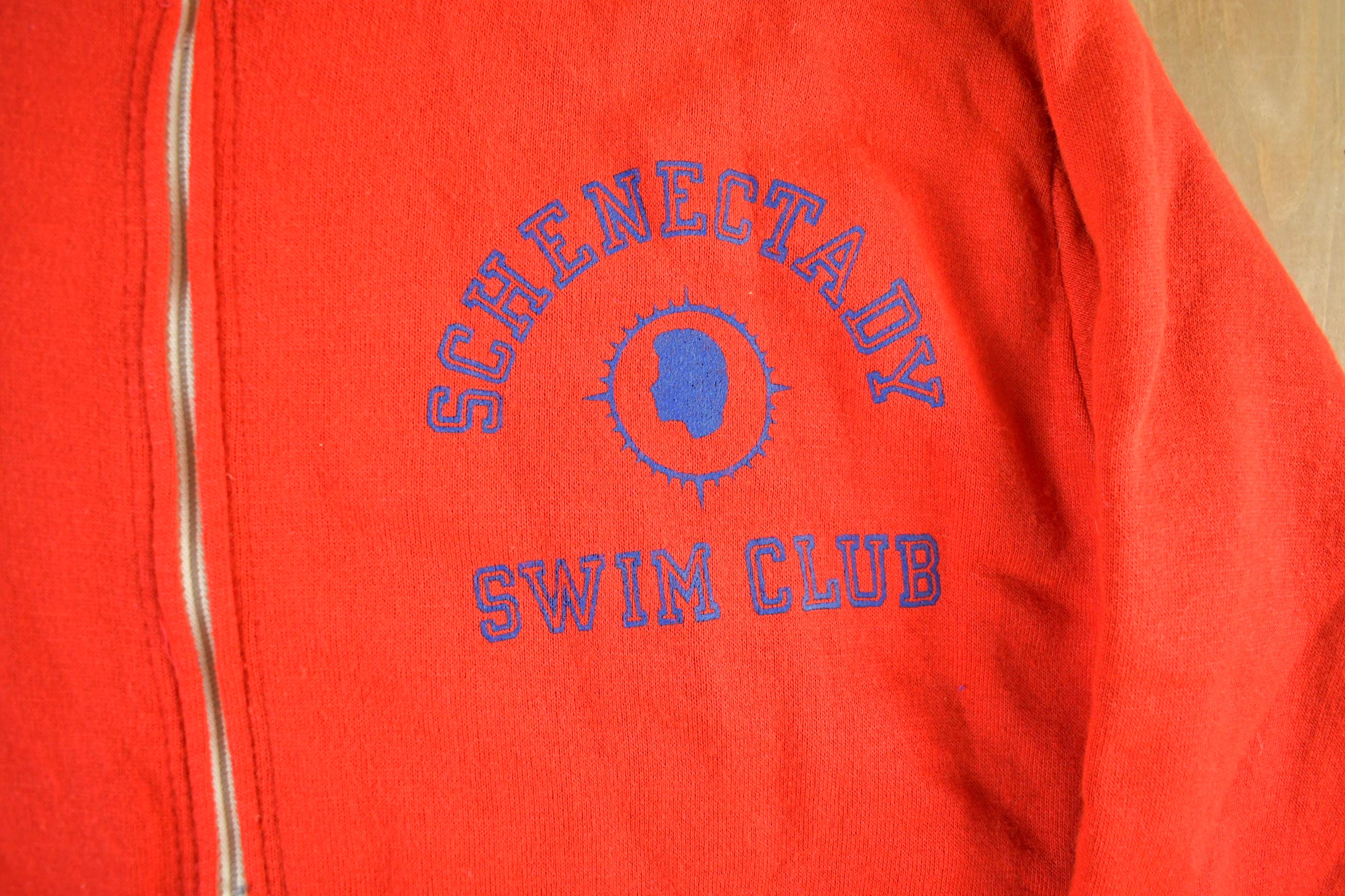 Vintage 1974 Champion Schenectady Swim Club Zip Up Sweatshirt Men's Medium - Image 4