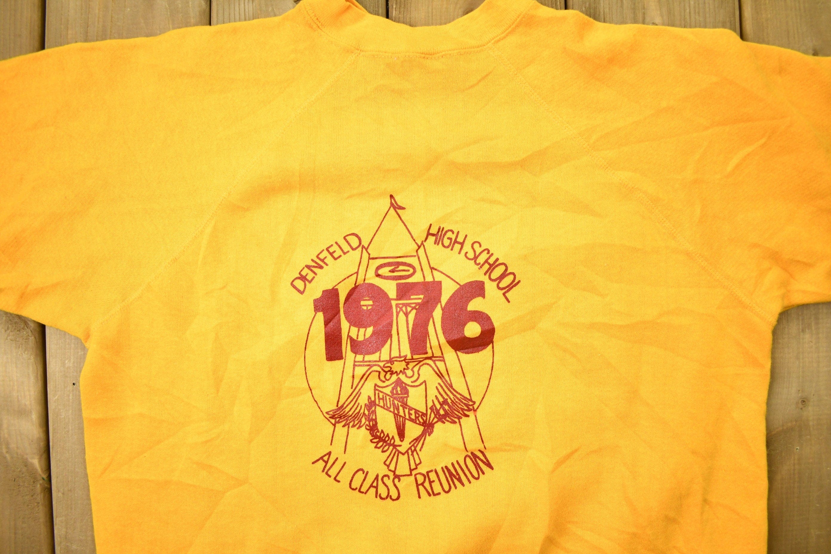 Vintage 1976 Denfeld Highschool Raglan Crewneck Sweatshirt Men's MMen's Medium - Image 3