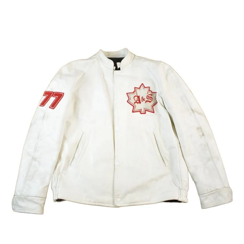 Vintage 1977 A&S Raiders Leather Varsity Jacket Made In Canada Men's L