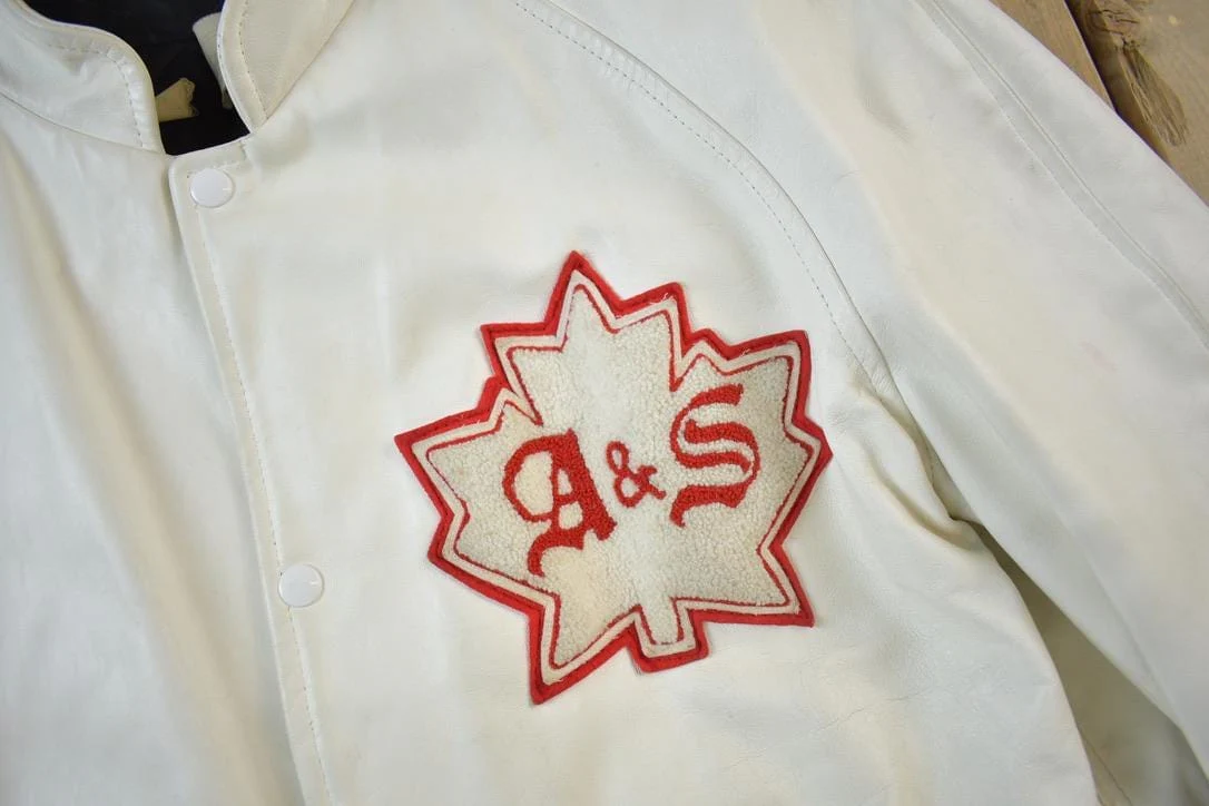 Vintage 1977 A&S Raiders Leather Varsity Jacket Made In Canada Men's L - Image 4