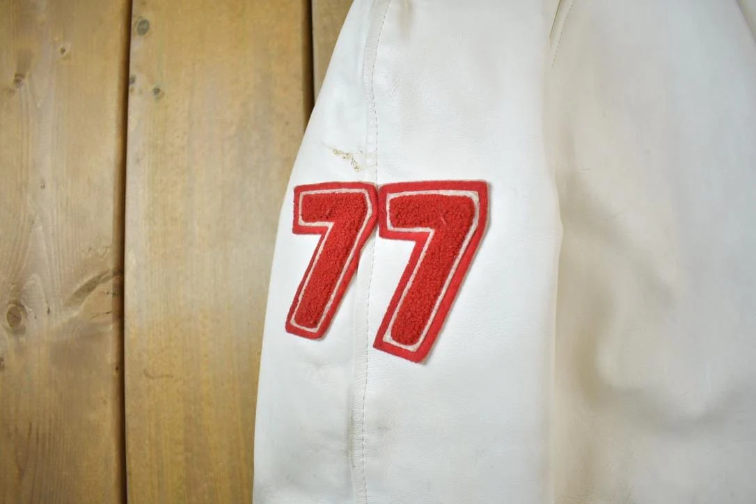 Vintage 1977 A&S Raiders Leather Varsity Jacket Made In Canada Men's L - Image 6