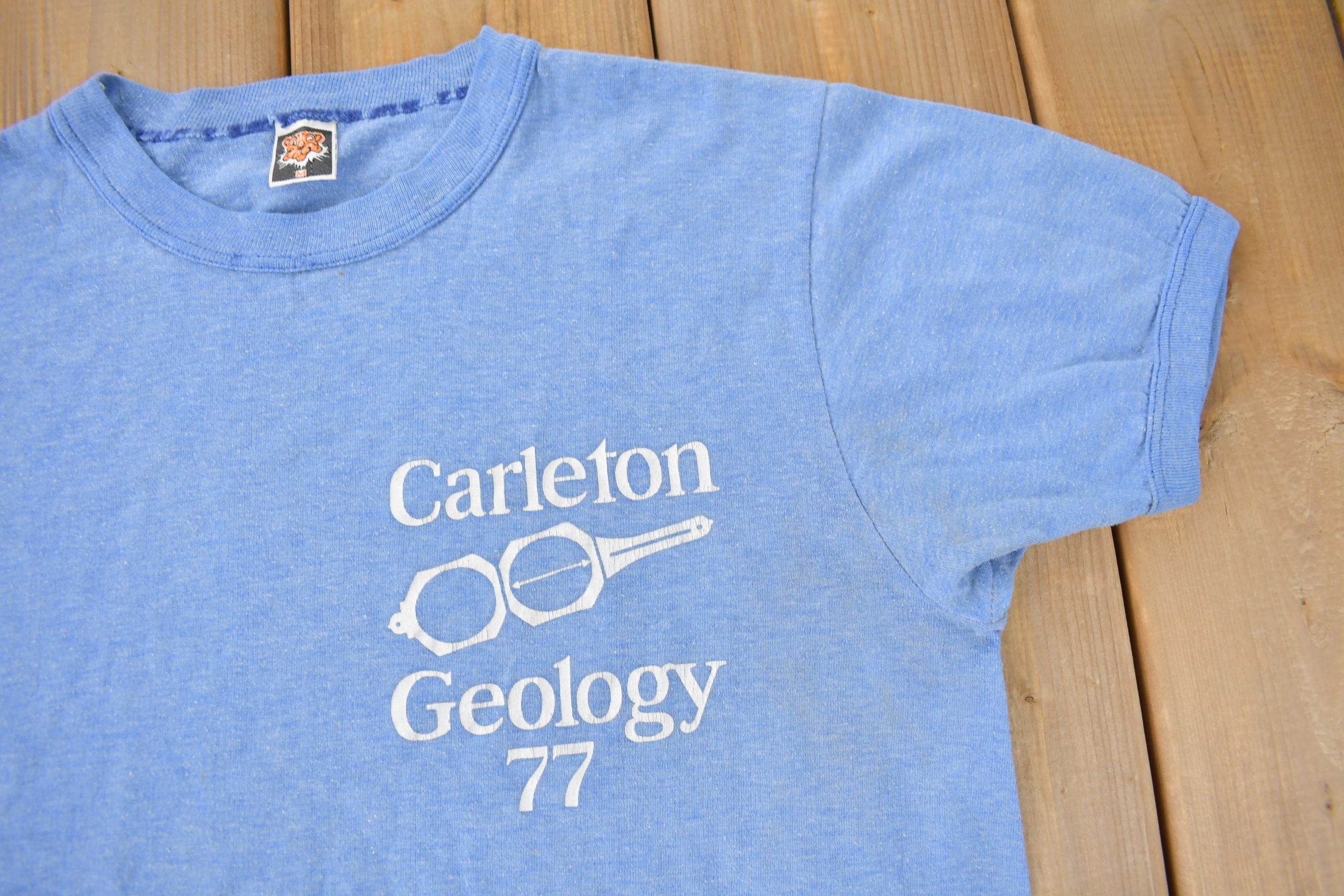 Vintage 1977 Carleton Geology Collegiate Graphic Ringer T-Shirt Men's S - Image 3