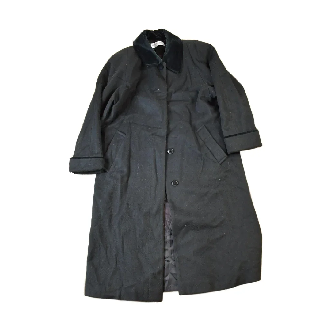 Vintage 1980s 100% Wool Long Trench Coat Made In USA