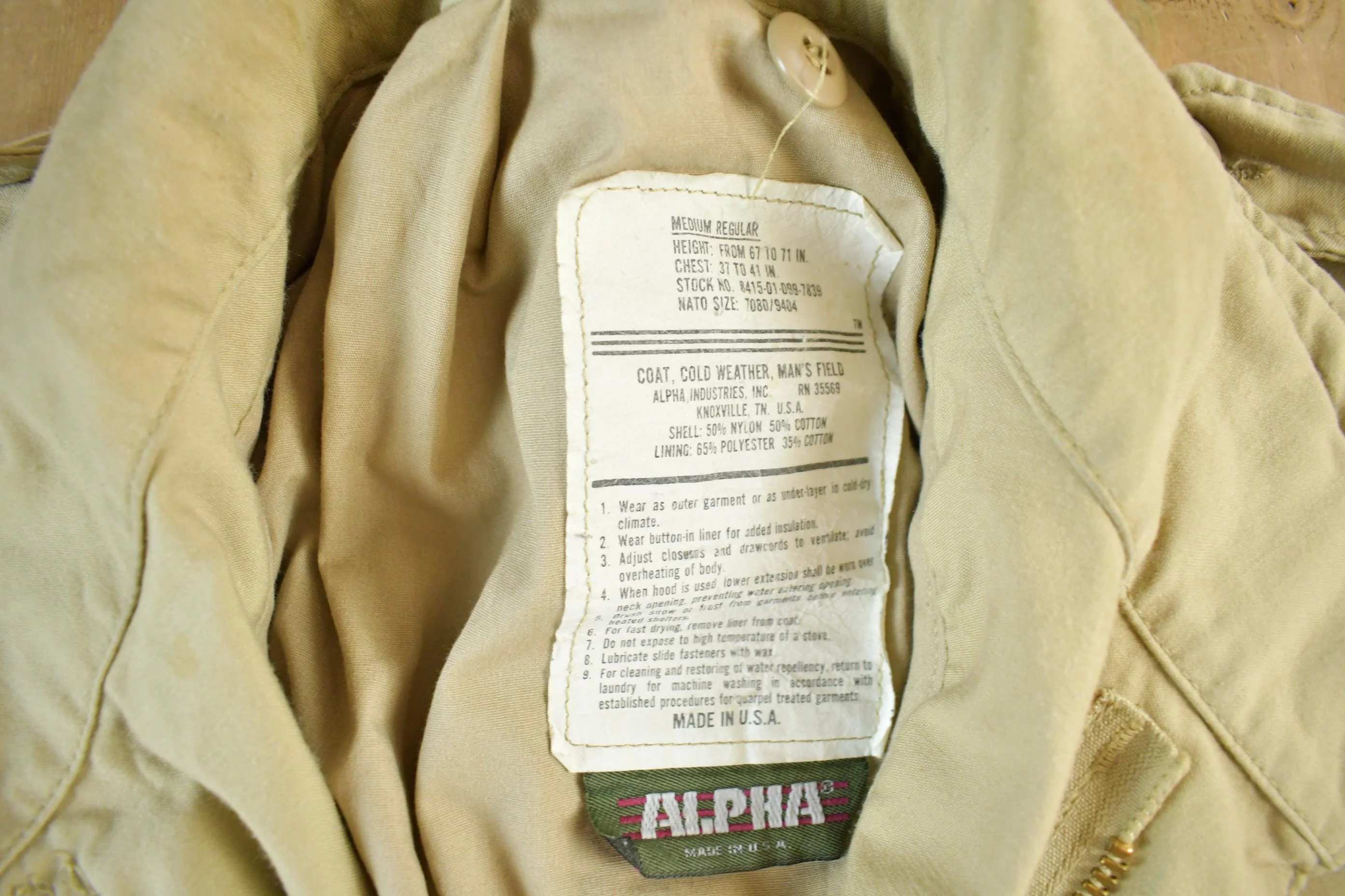 Vintage 1980s Alpha Industries Military Army Cold Weather Field Jacket - Image 5