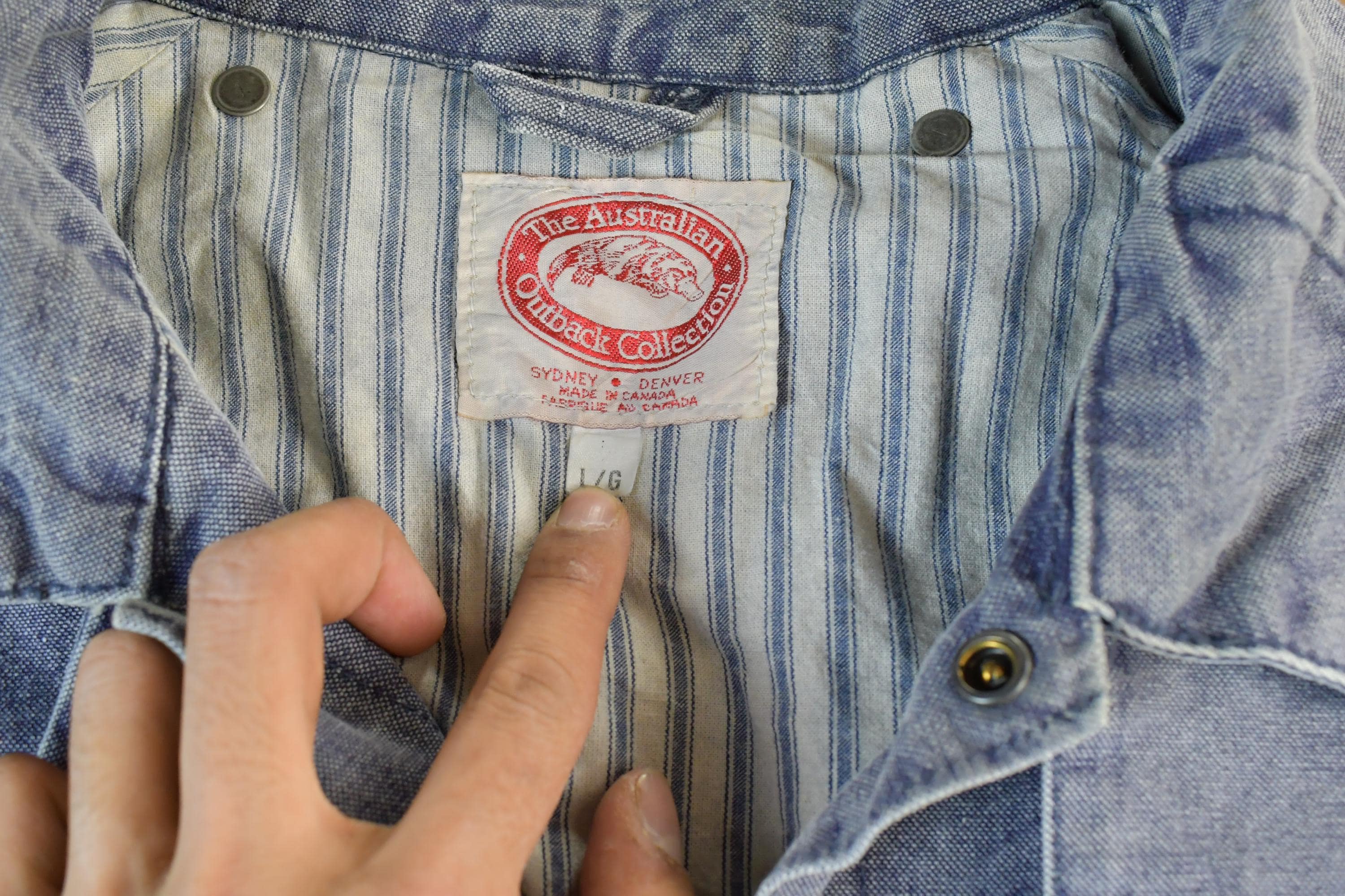 Vintage 1980s Australian Outback Denim Duster Jacket Men's Large - Image 4