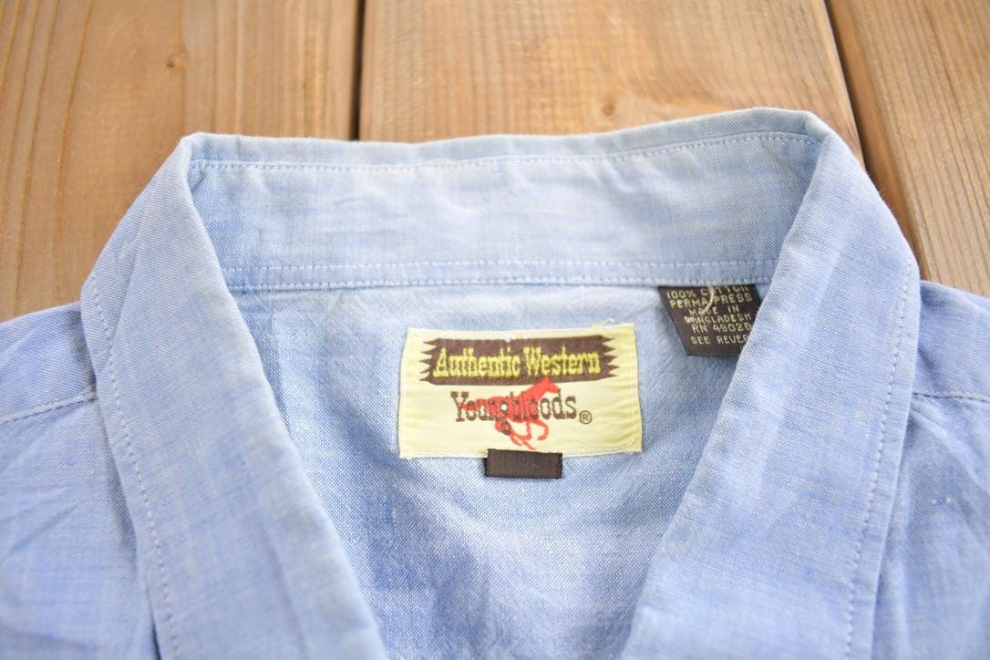 Vintage 1980s Authentic Western Youngbloods Blank Pearl Button Up Shirt Men's XL - Image 5