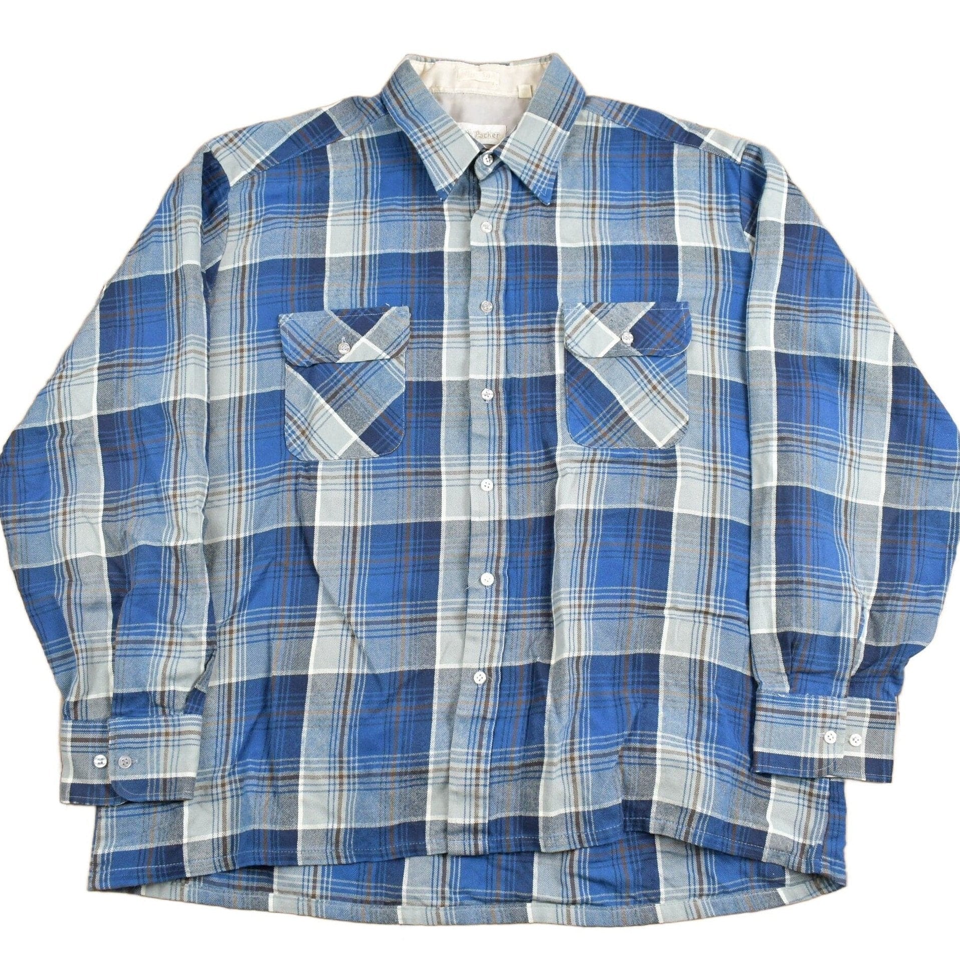 Vintage 1980s Back Packer Shadow Plaid Button Up Shirt Men's XL