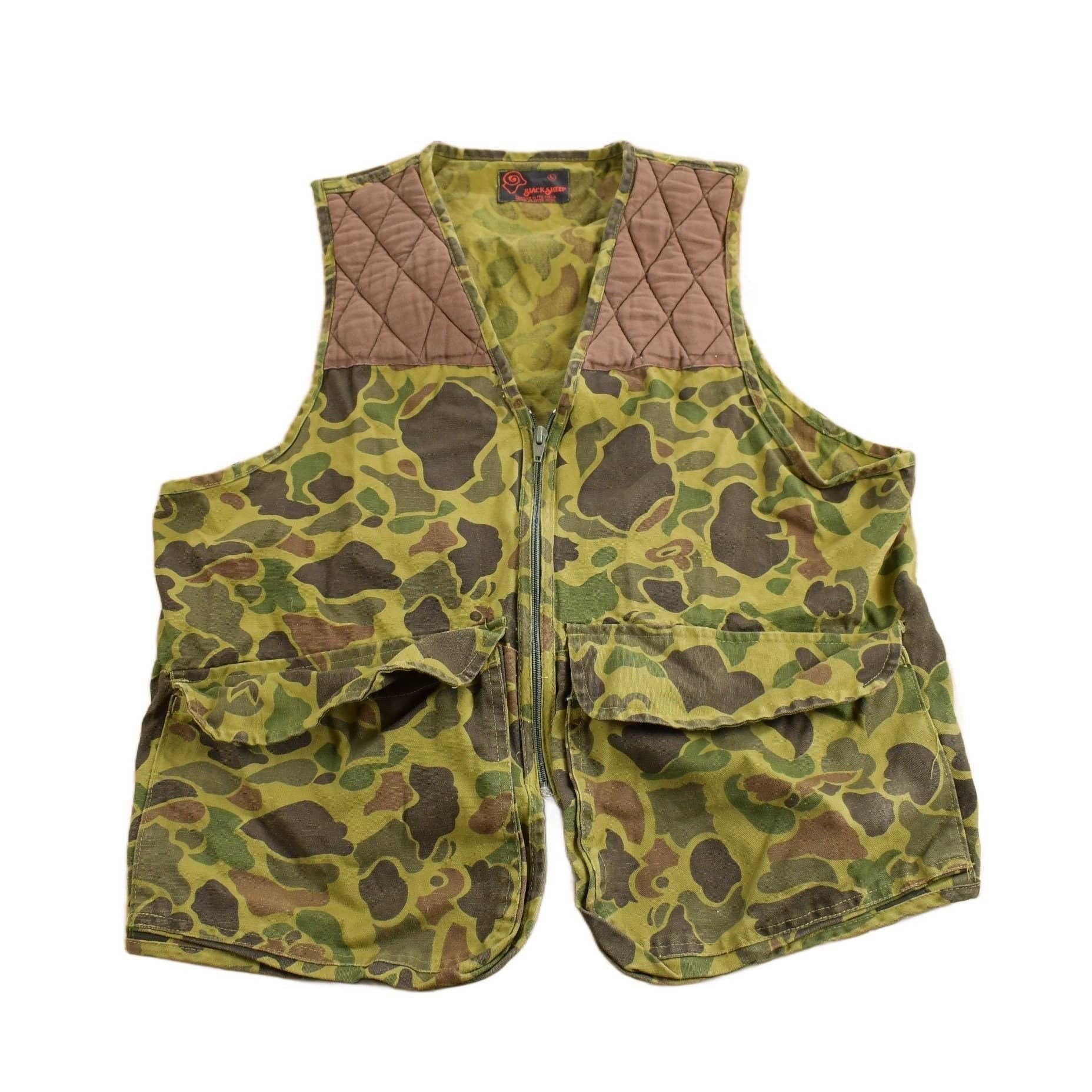 Vintage 1980s Black Sheep Duck Camo Hunting Vest Men's Medium