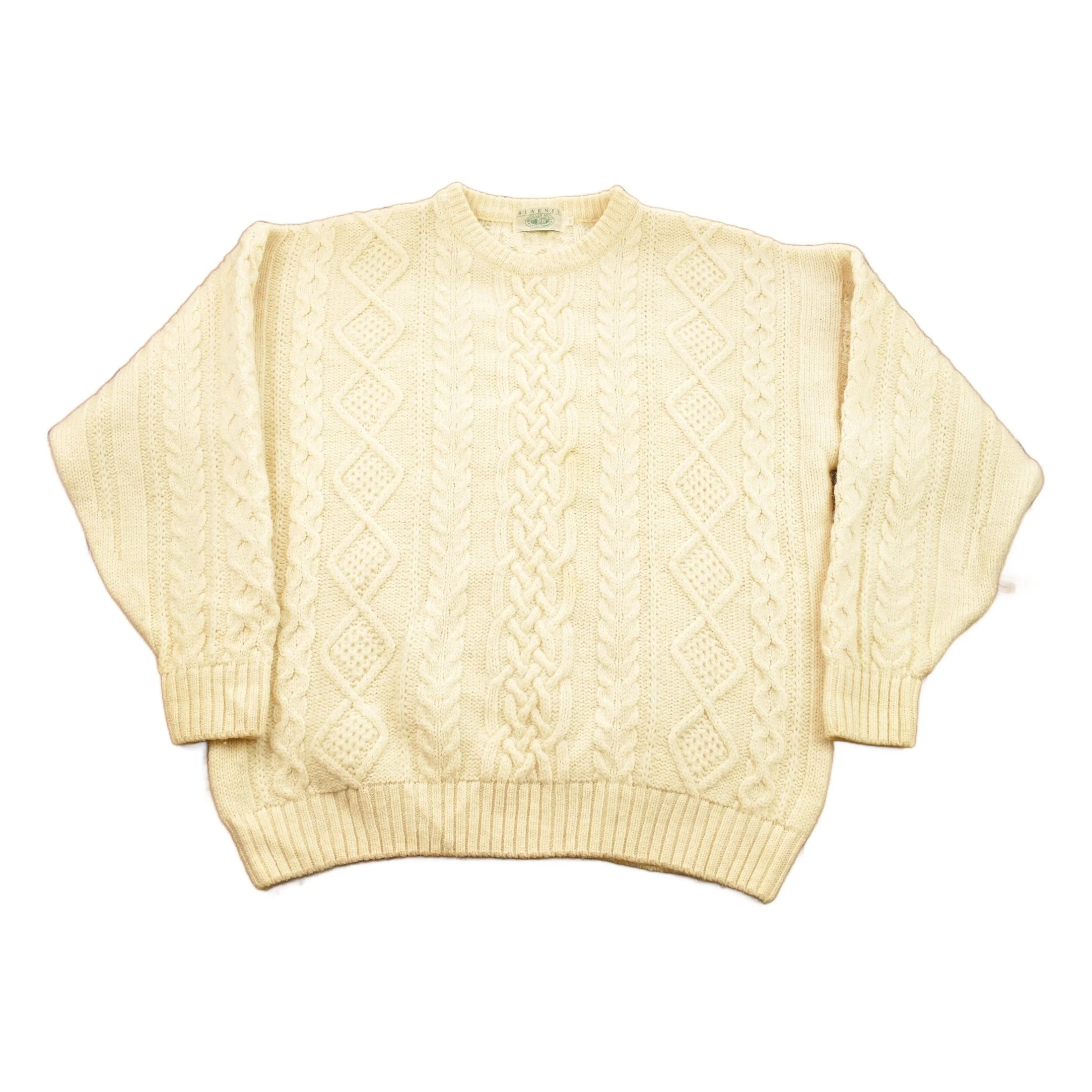 Vintage 1980s Blarney Woolen Mills Cable Knitted Sweater Men's 2XL
