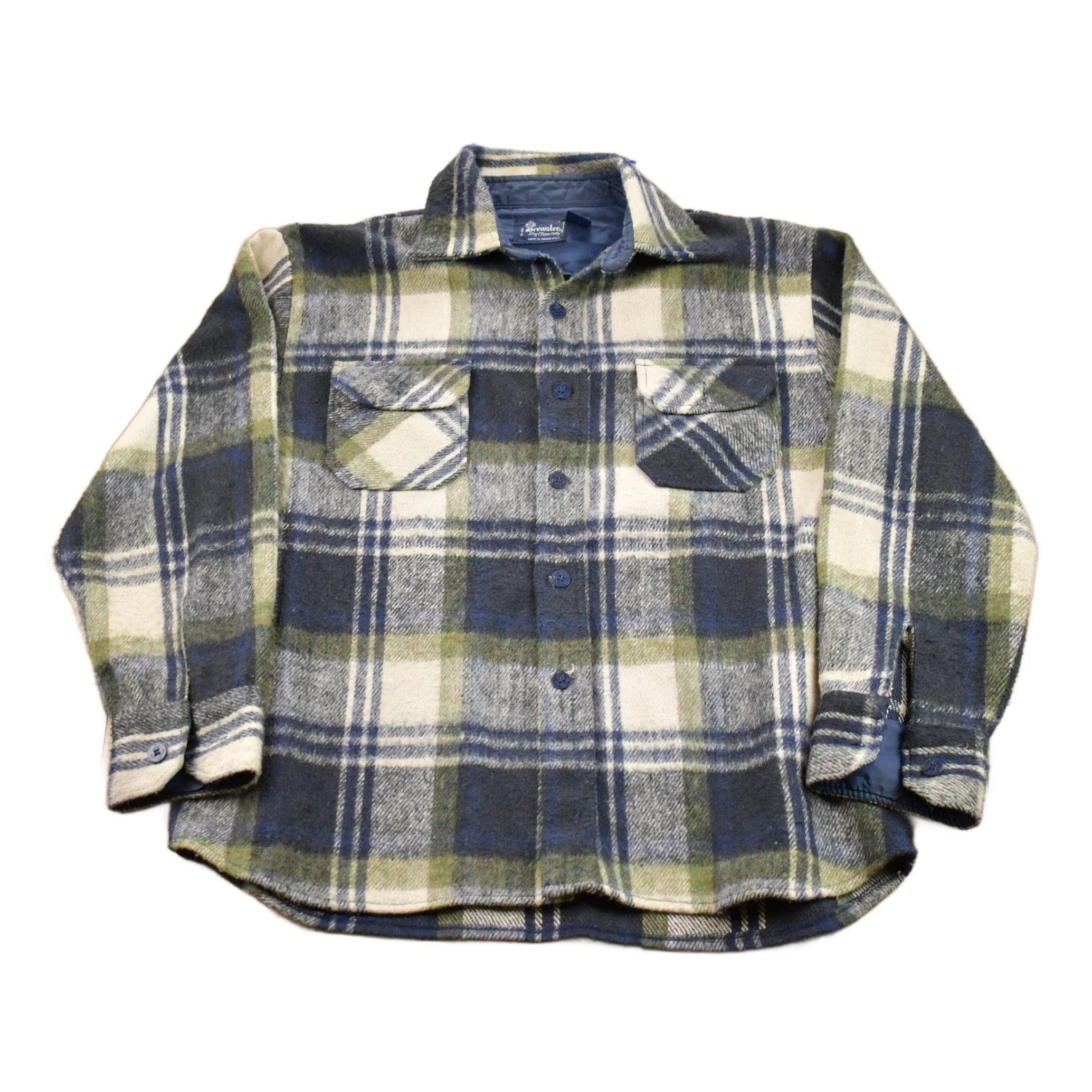 Vintage 1980s Brewster Plaid Button Up Board Shirt Men's Large