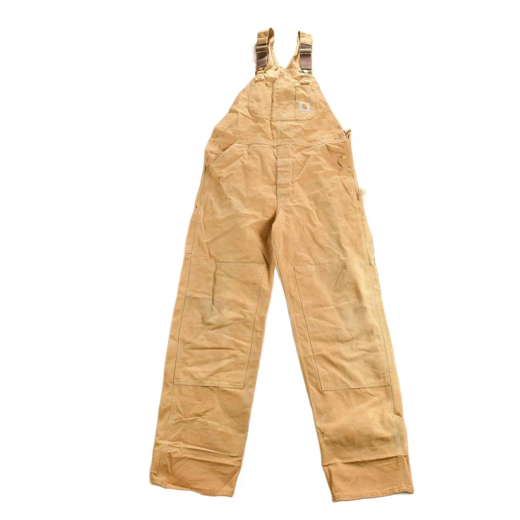 Vintage 1980s Carhartt Beige Canvas Double Knee Overalls Men's 38 x 36 - Image 2