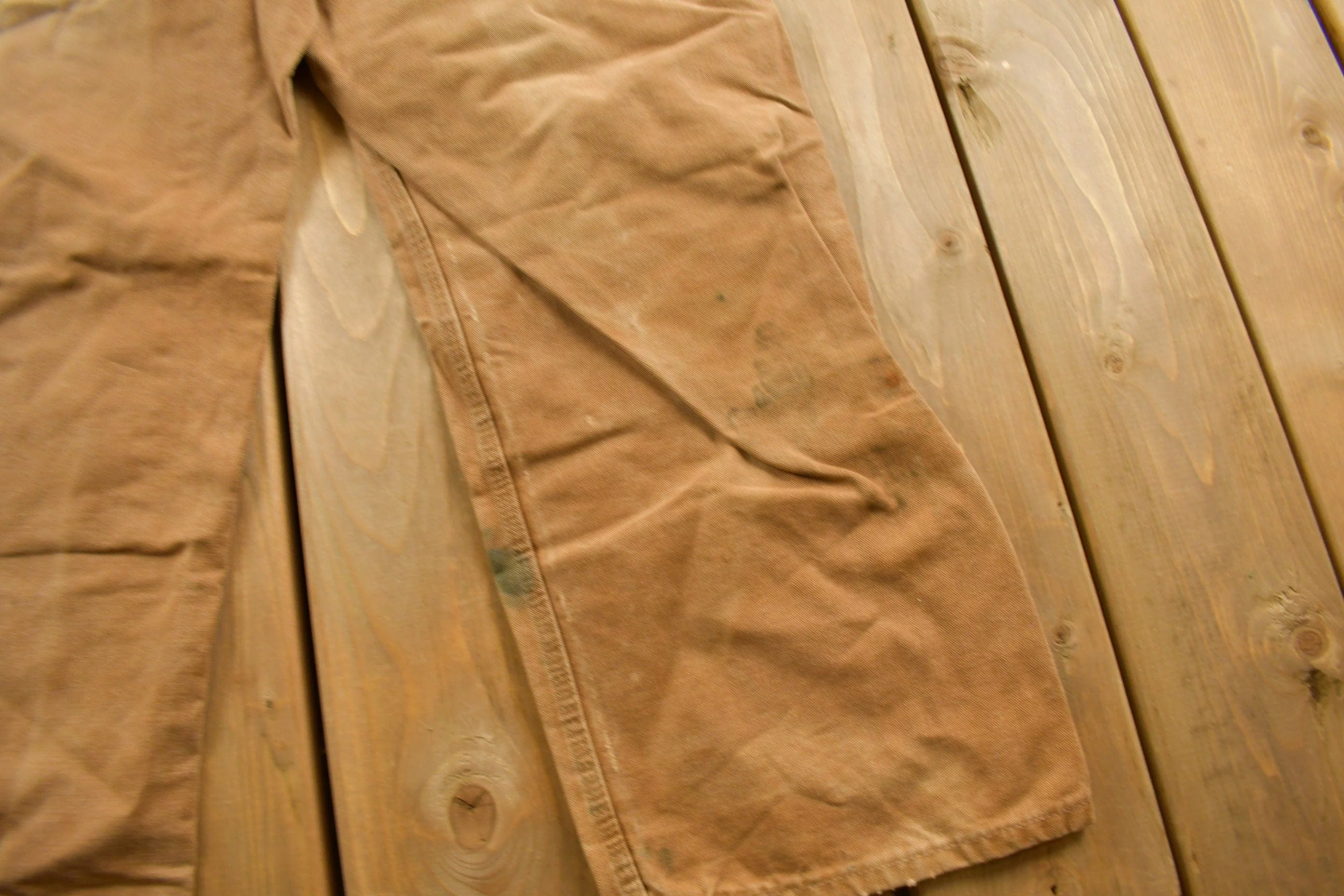 Vintage 1980s Carhartt Beige Canvas Double Knee Overalls Men's 40 x 26 - Image 7