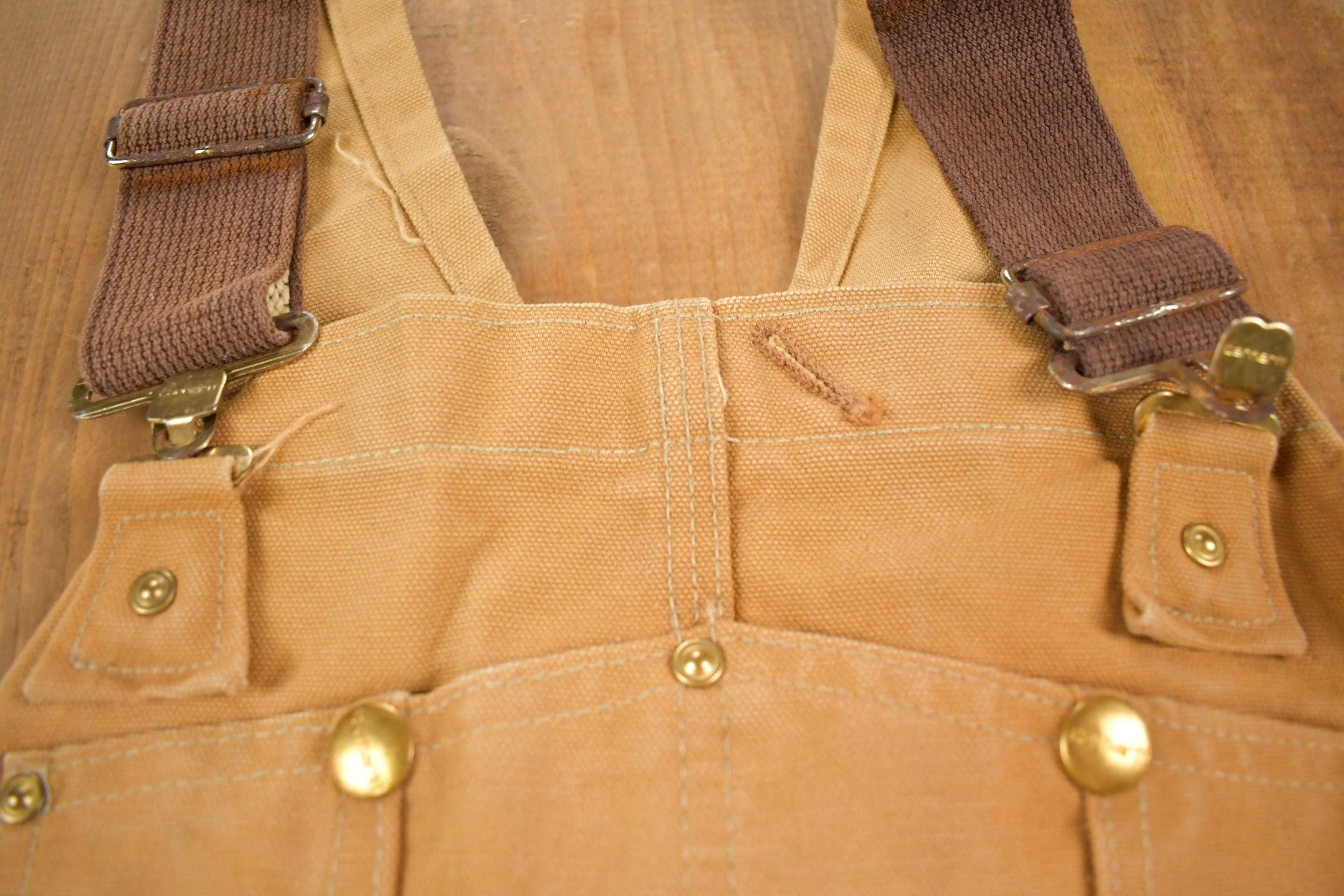 Vintage 1980s Carhartt Beige Canvas Double Knee Overalls Men's 40 x 30 - Image 7