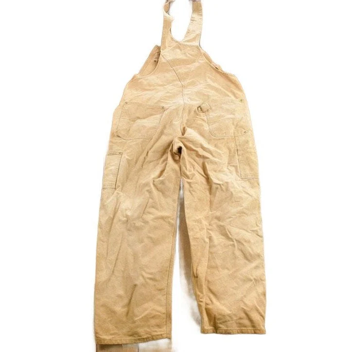 Vintage 1980s Carhartt Beige Canvas Double Knee Overalls Men's 42 x 30 - Image 2