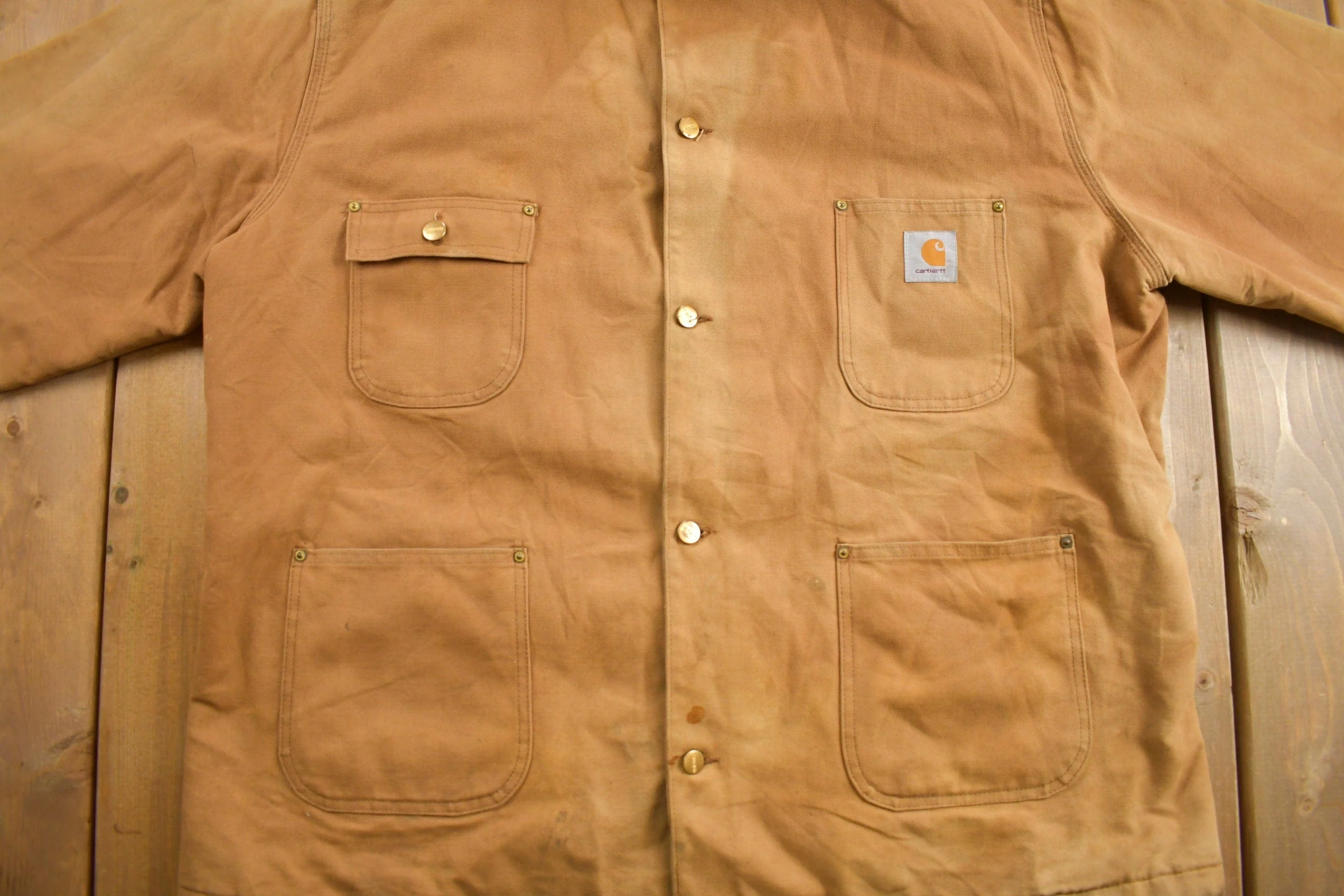 Vintage 1980s Carhartt Blanket Lined Chore Coat Men's 2XL - Image 4