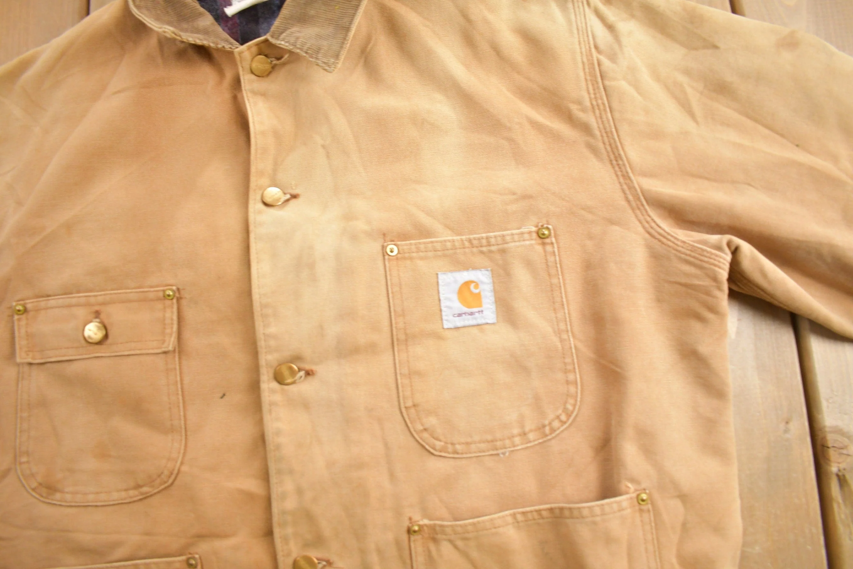 Vintage 1980s Carhartt Blanket Lined Chore Coat Men's Large - Image 3
