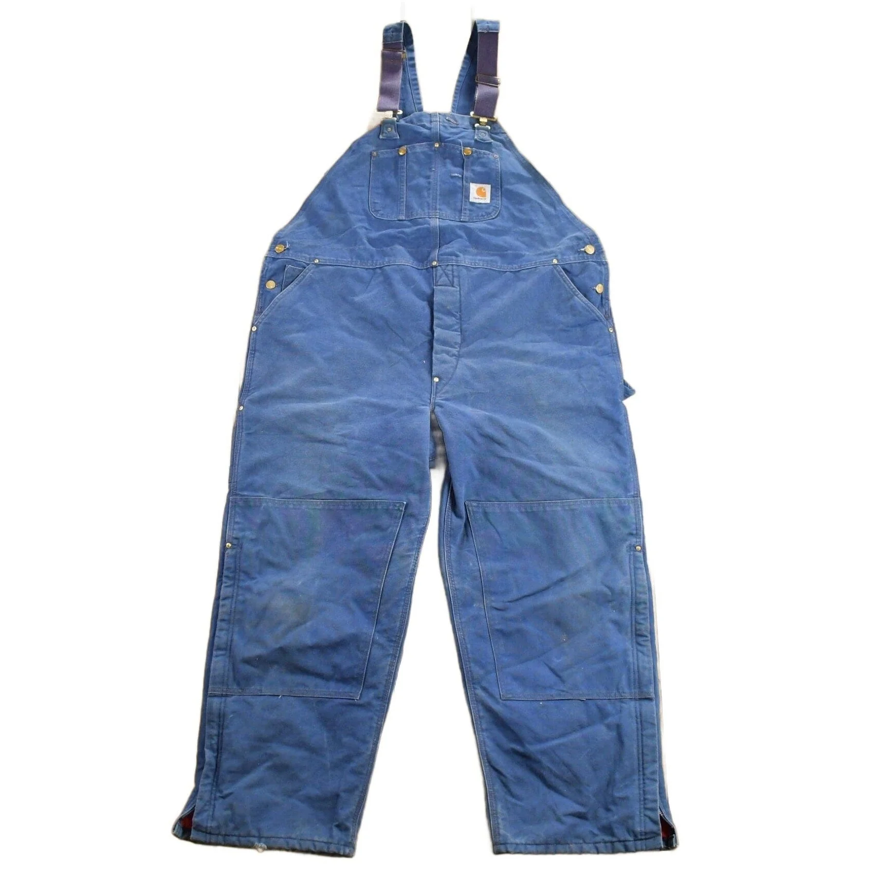 Vintage 1980s Carhartt Blue Canvas Double Knee Overalls Men's 48 x 30