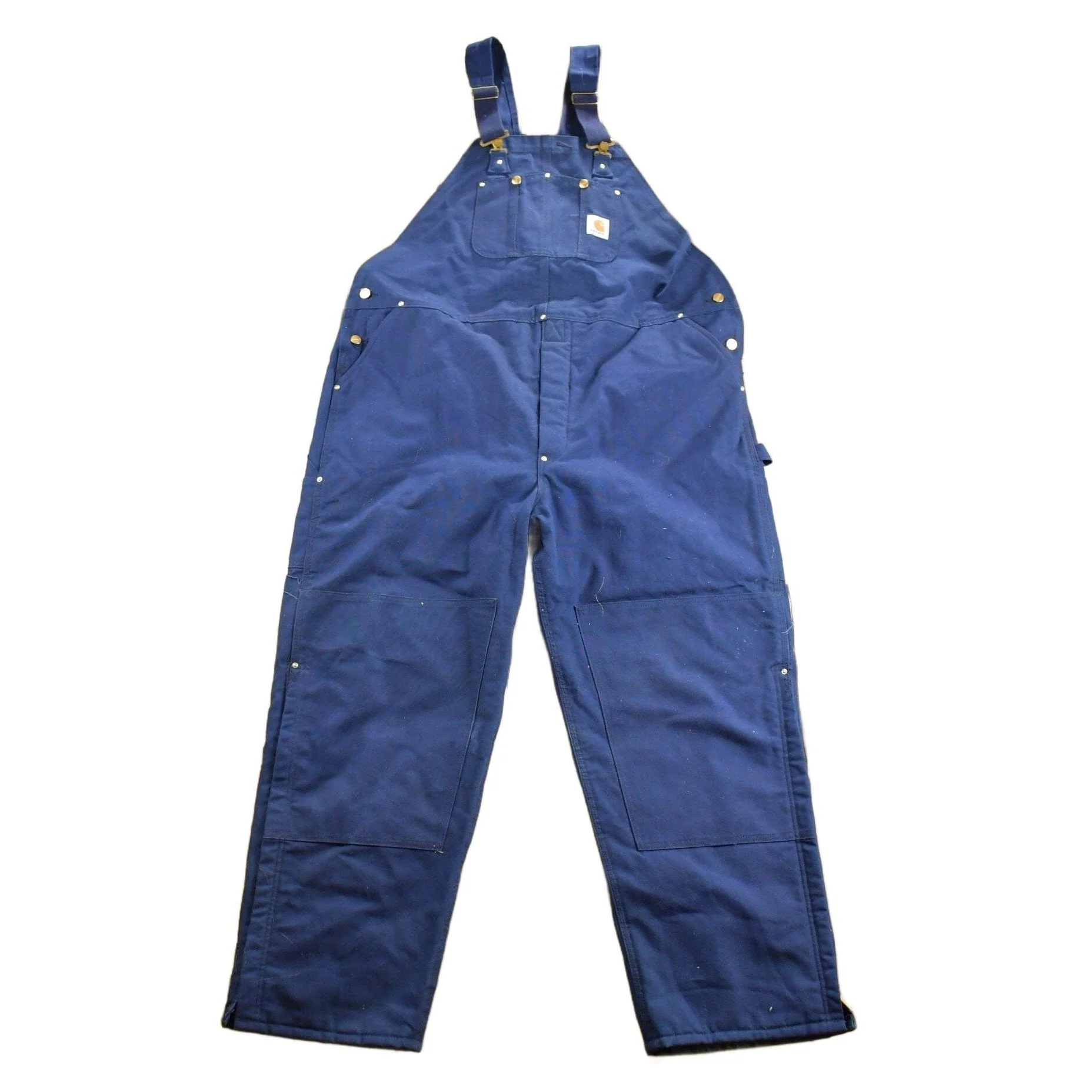 Vintage 1980s Carhartt Blue Canvas Double Knee Overalls Men's 50 x 31