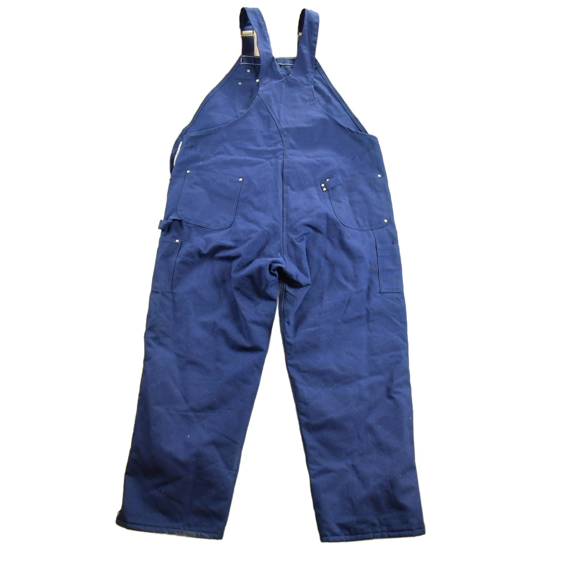 Vintage 1980s Carhartt Blue Canvas Double Knee Overalls Men's 50 x 31 - Image 2