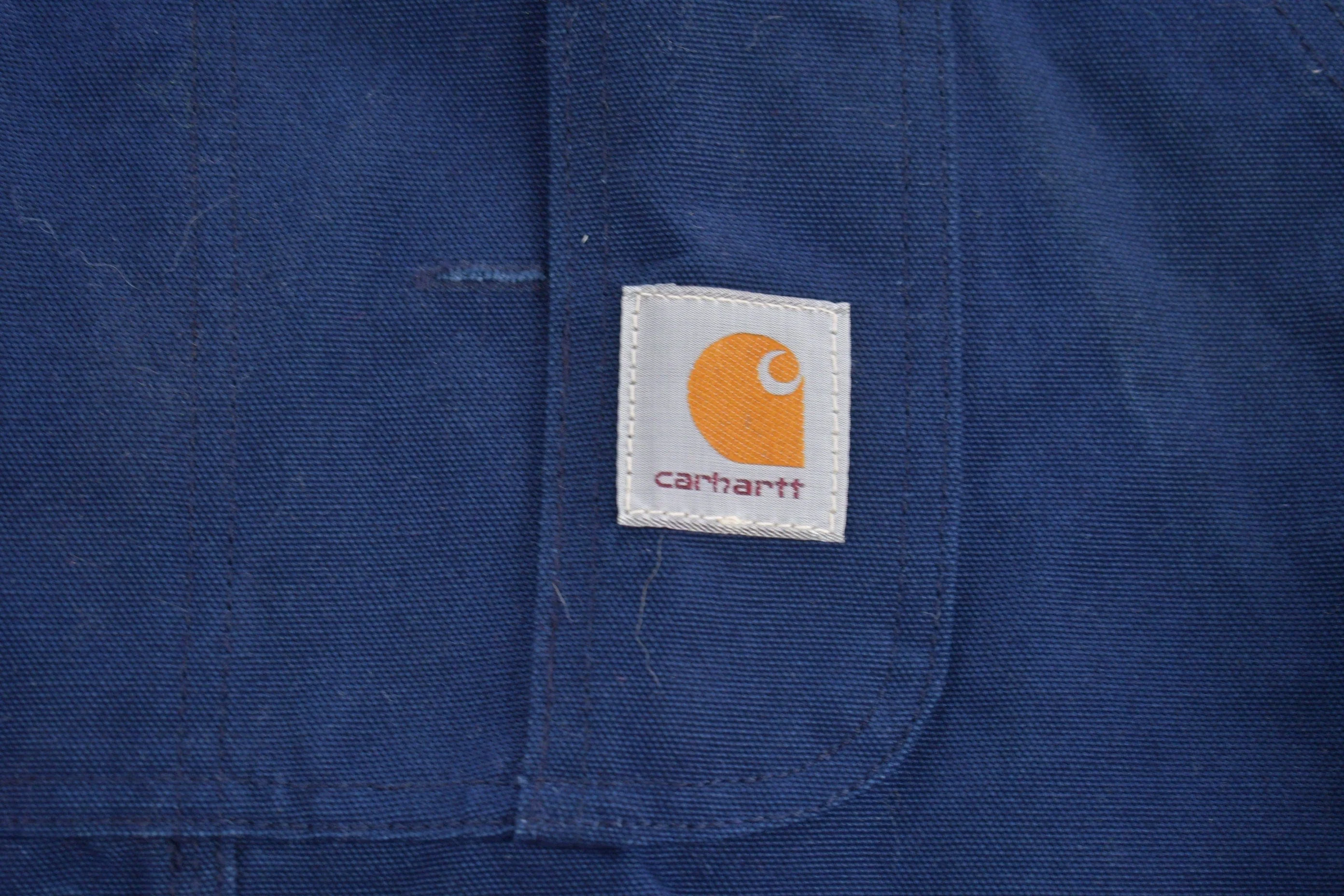 Vintage 1980s Carhartt Blue Canvas Double Knee Overalls Men's 50 x 31 - Image 5
