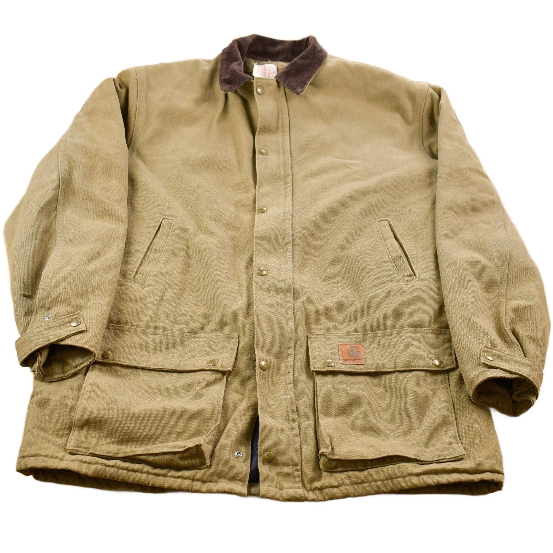 Vintage 1980s Carhartt Chore Coat Olive Green Men's XL Tall