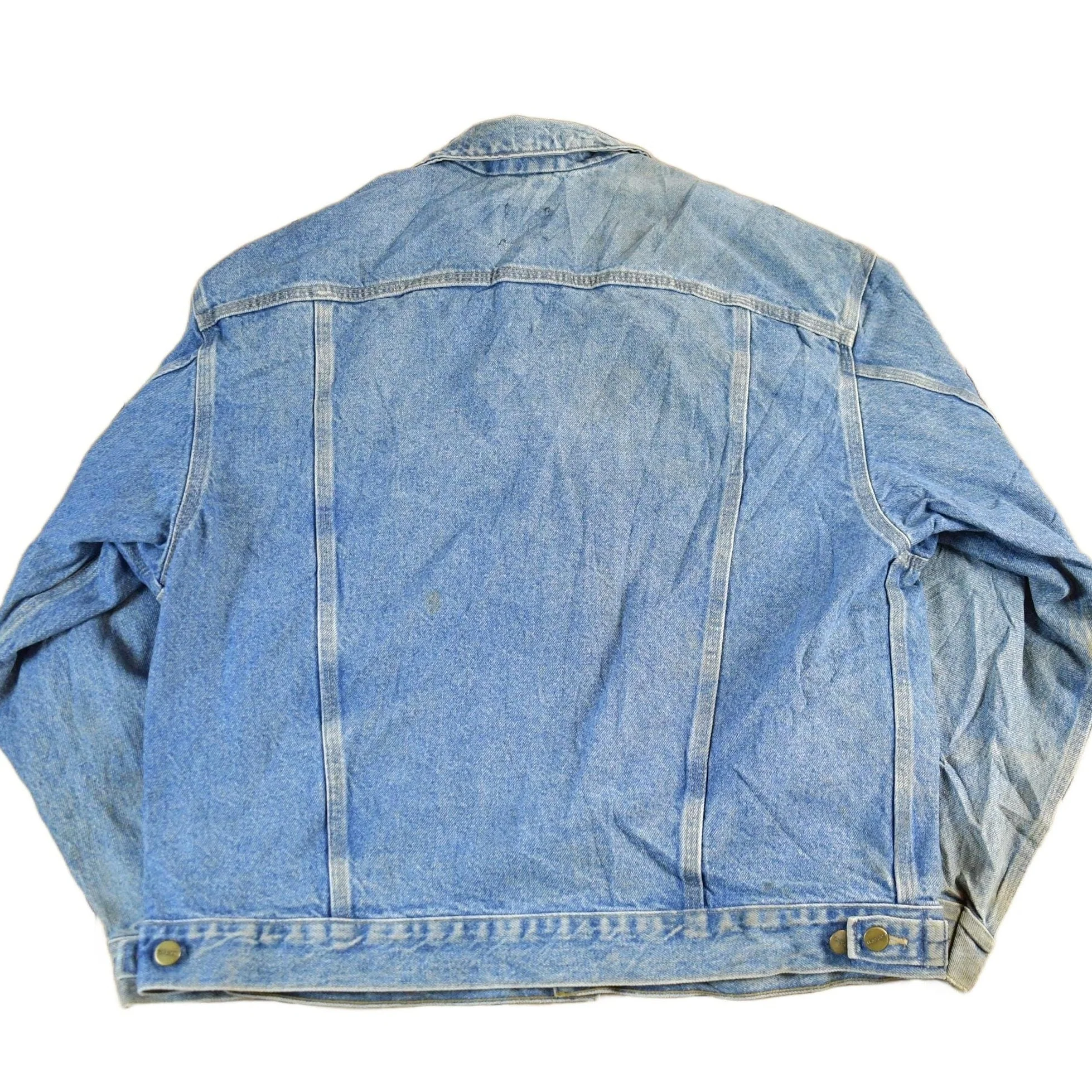 Vintage 1980s Carhartt Distressed Denim Trucker Work Jacket Men's Large - Image 2