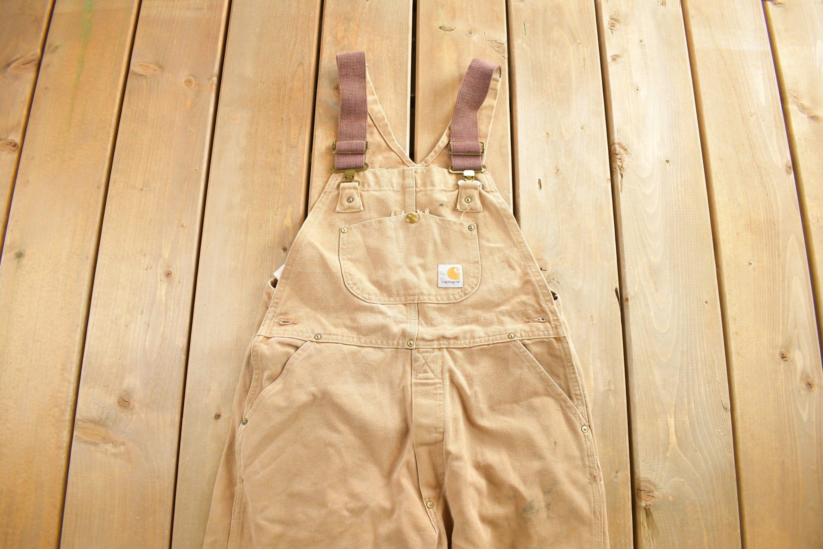 Vintage 1980s Carhartt Double Knee Canvas Overalls Men's 40 x 30 - Image 5