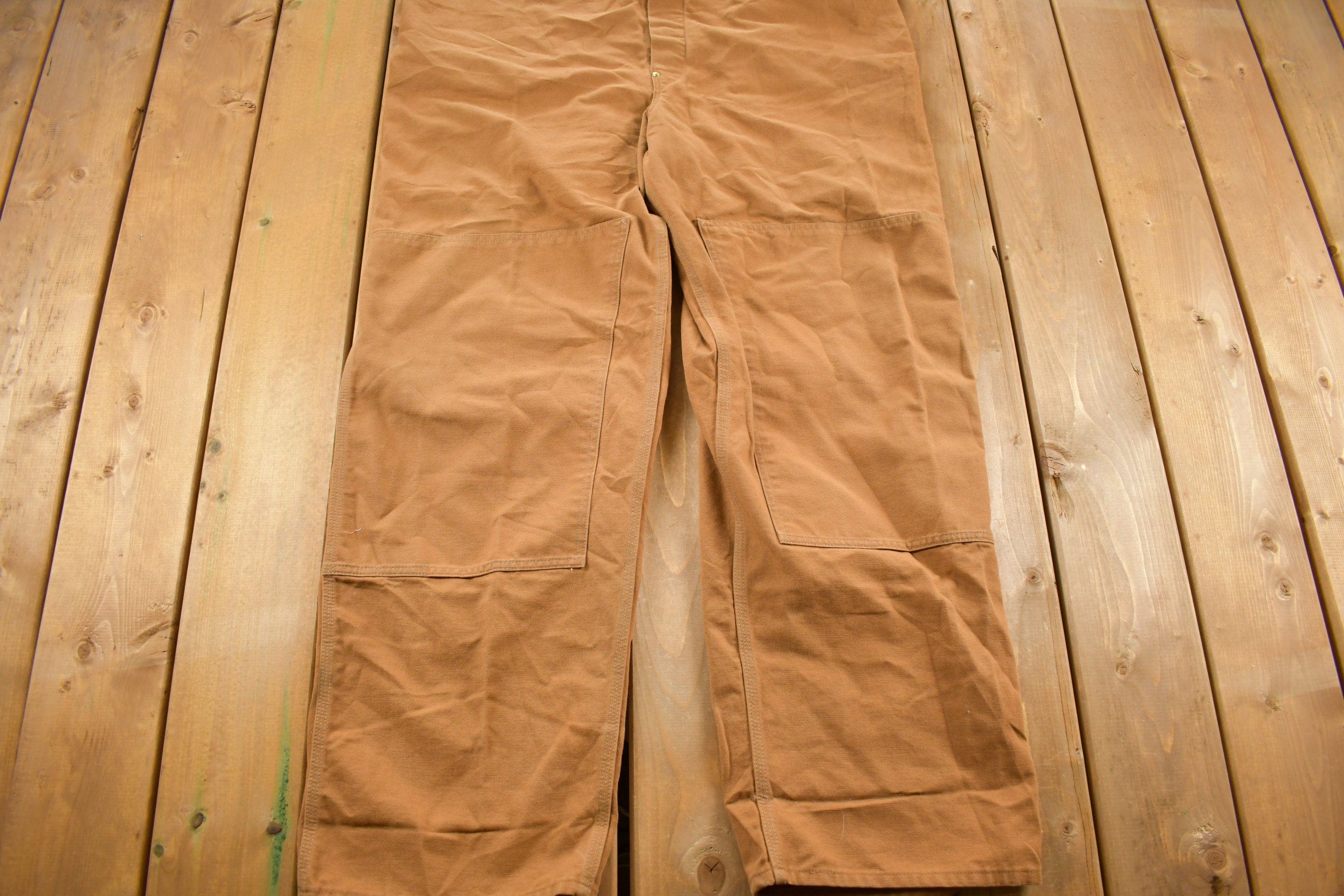 Vintage 1980s Carhartt Double Knee Canvas Overalls Men's 48 x 30.5 - Image 6