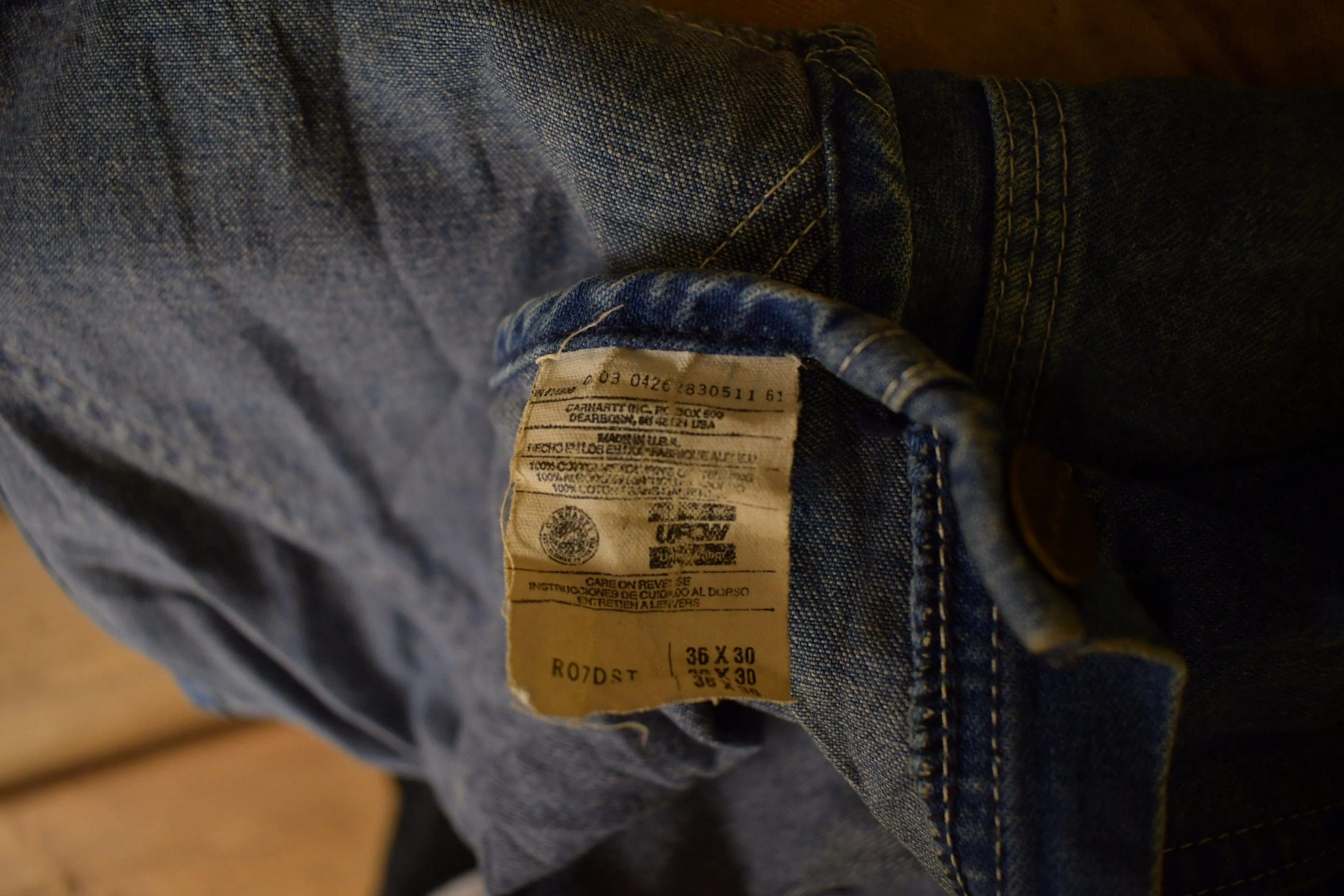 Vintage 1980s Carhartt Double Knee Distressed Denim Overalls Men's 36 x 30 - Image 10