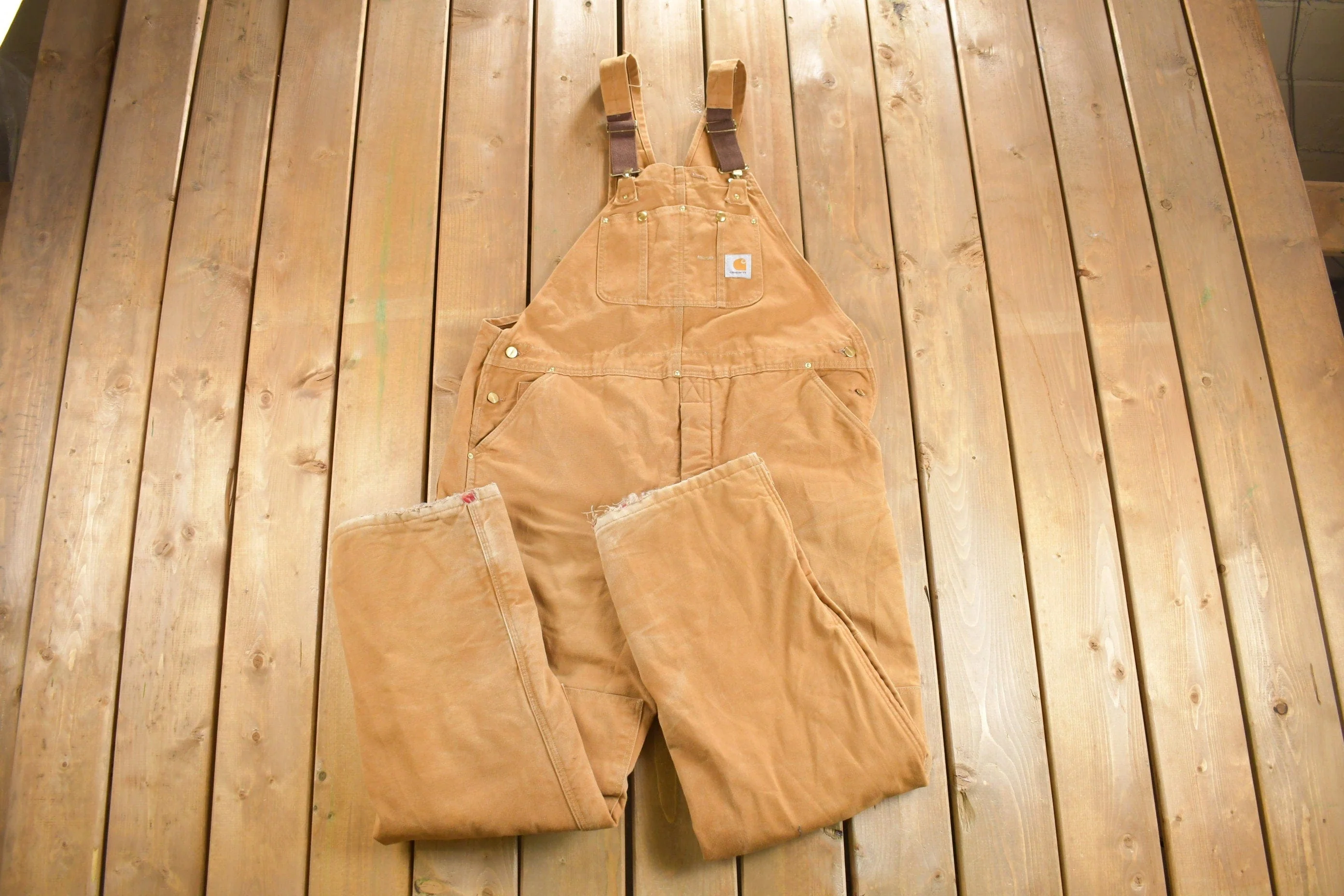 Vintage 1980s Carhartt Double Knee Quilted Canvas Overalls - Image 3
