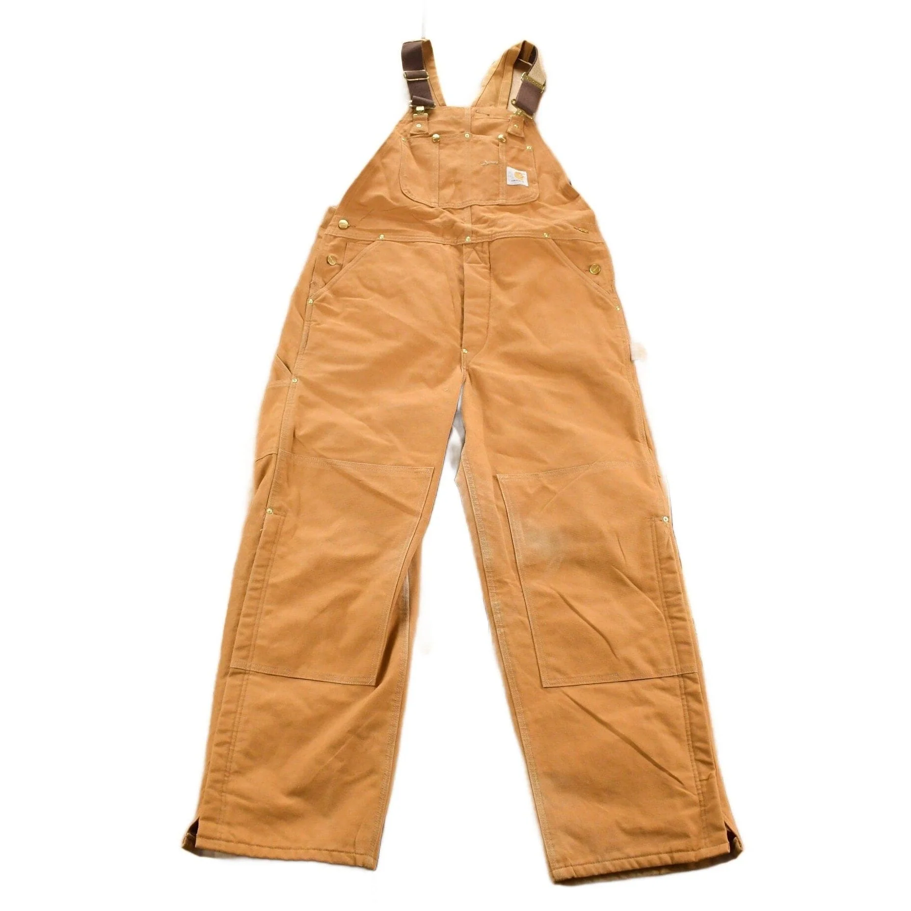 Vintage 1980s Carhartt Double Knee Quilted Canvas Overalls Men's 39 x 28 - Image 2