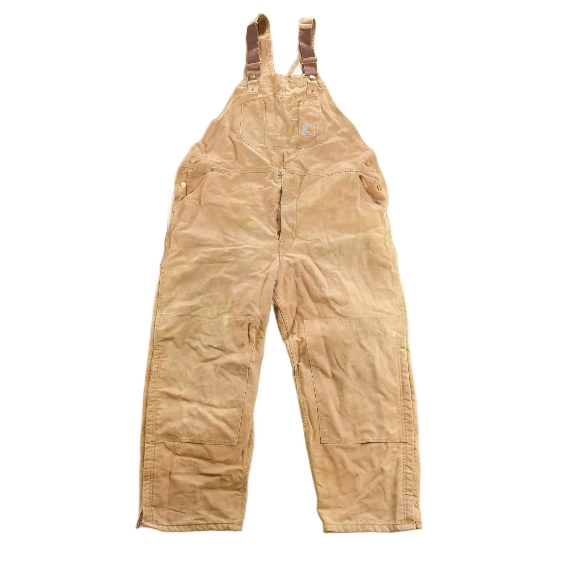 Vintage 1980s Carhartt Double Knee Quilted Canvas Overalls Men's 46 x 27 - Image 2