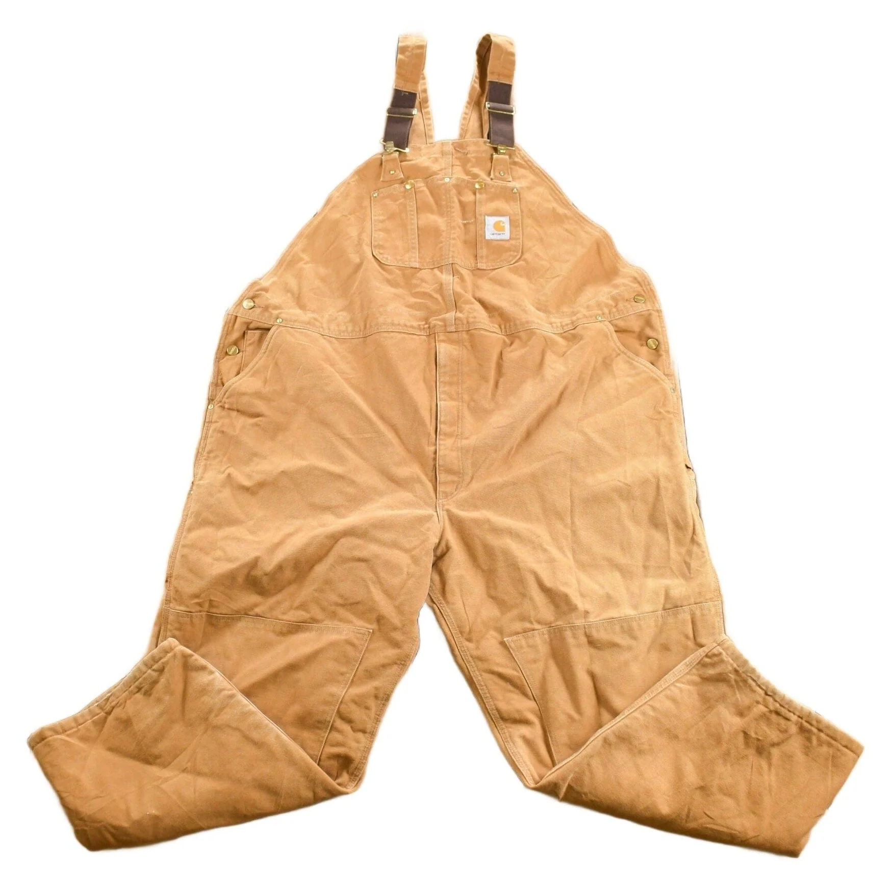 Vintage 1980s Carhartt Double Knee Quilted Canvas Overalls Men's 56 x 28