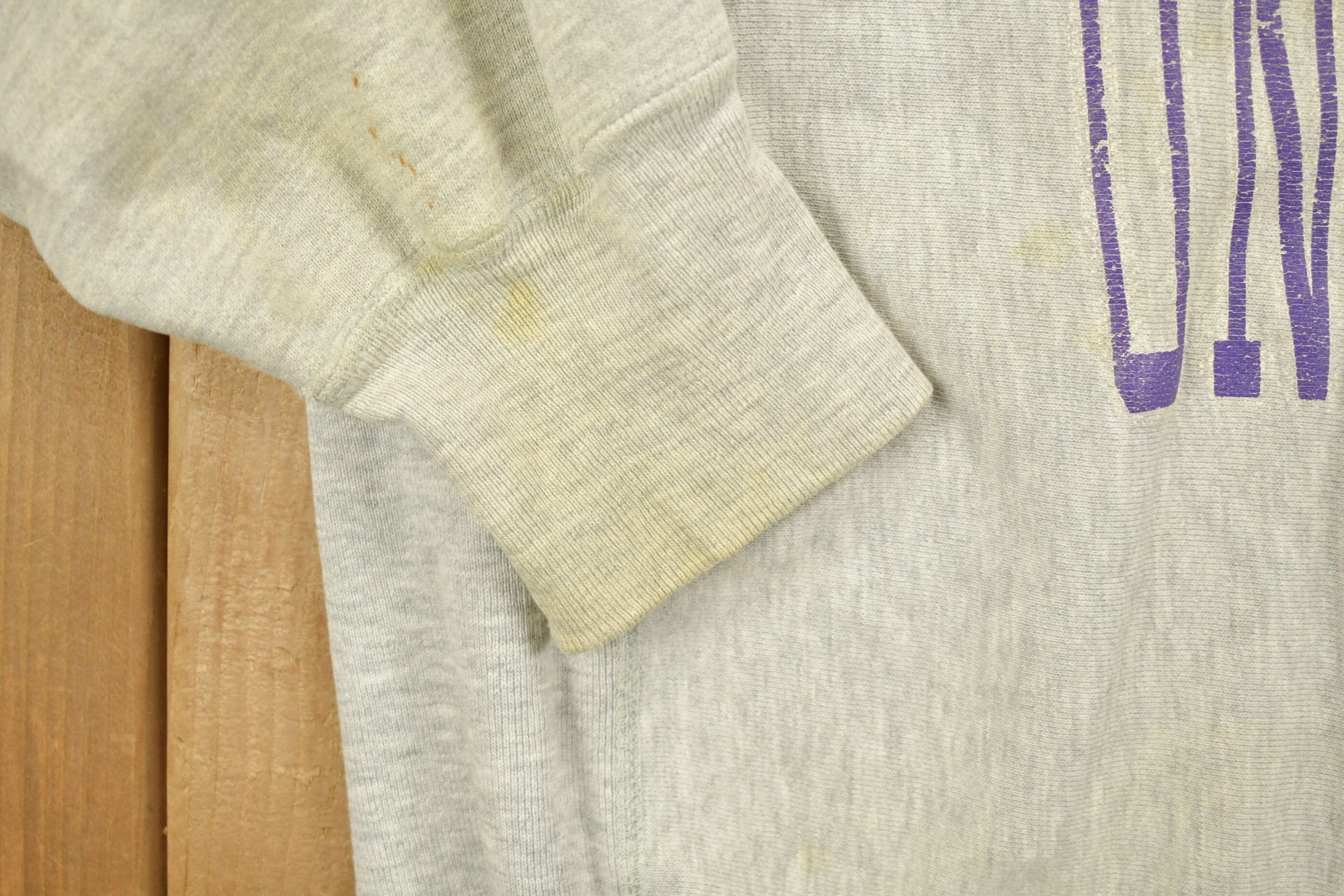 Vintage 1980's Champion Reverse Weave Warm-up Collegiate Crewneck University of Niagara Heavily Distressed Men's 2XL - Image 4
