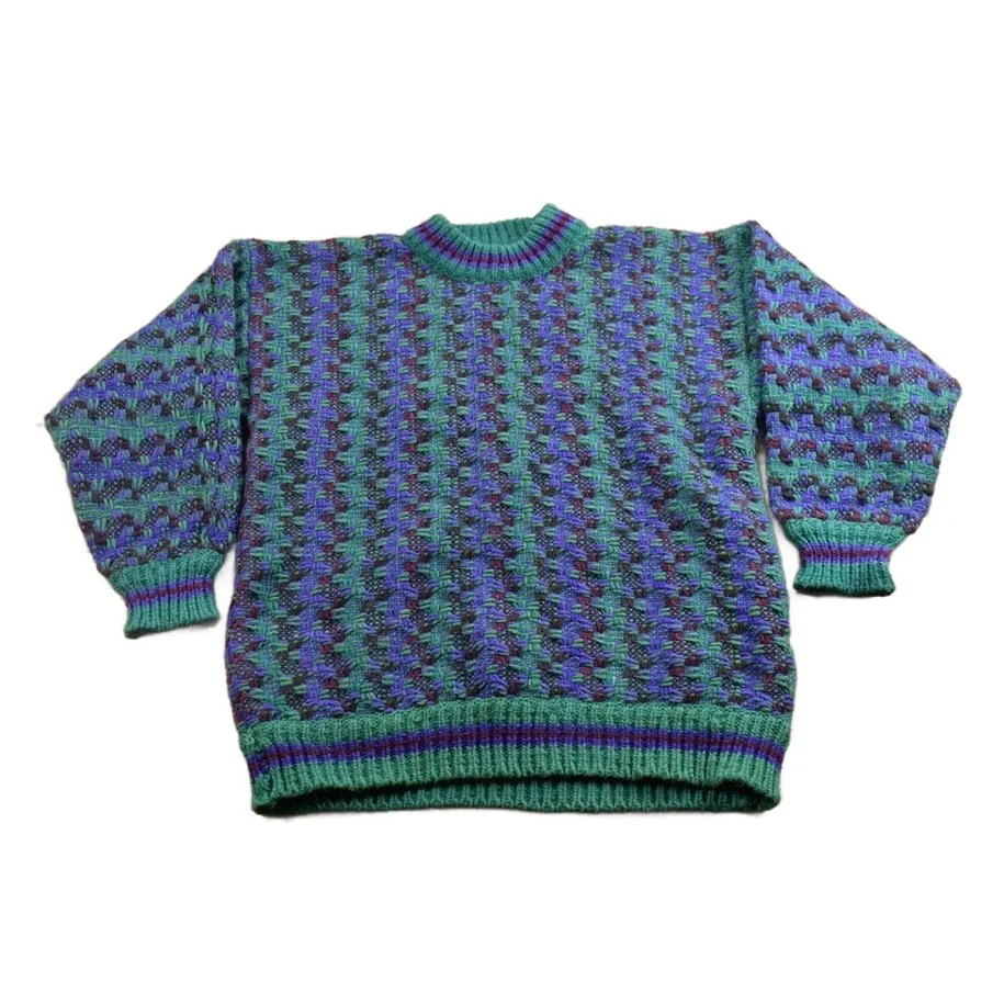 Vintage 1980s Charina Andean Arts 100% Wool Knit Sweater Men's Large