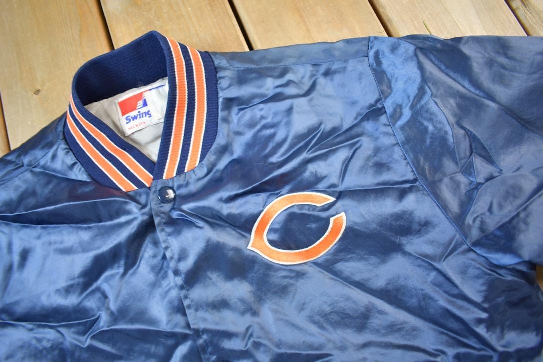 Vintage 1980s Chicago Bears NFL Swingster Satin Bomber Jacket Men's Medium - Image 3