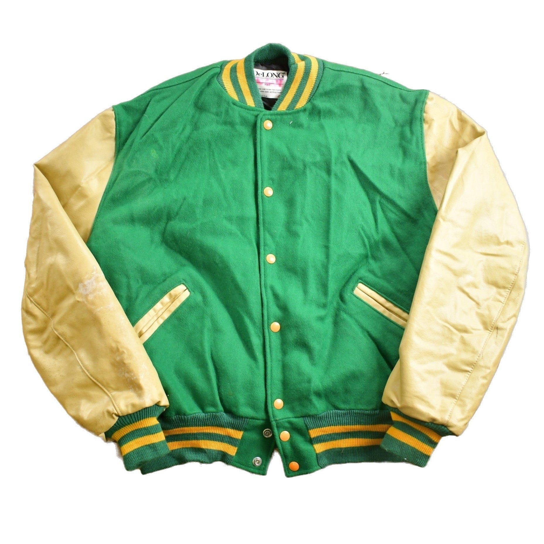 Vintage 1980s Delong Blank Varsity Jacket Men's Medium