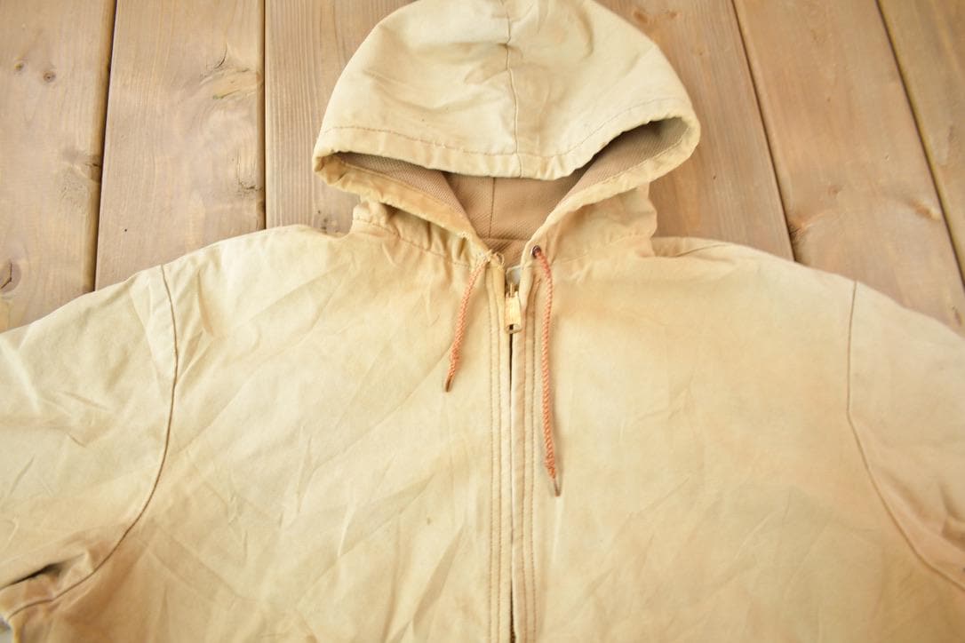 Vintage 1980s Distressed Carhartt Beige Work Jacket Men's XL - Image 3